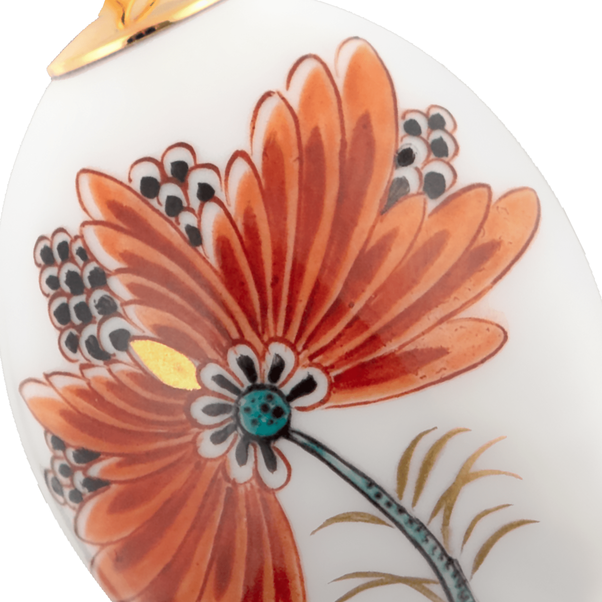 Osterei, Rote Blüte, gold, H 4,5 cm | Meissen Zweigschmuck Osterei Kollektion 483101 - 55M03 - Meissen Weimar