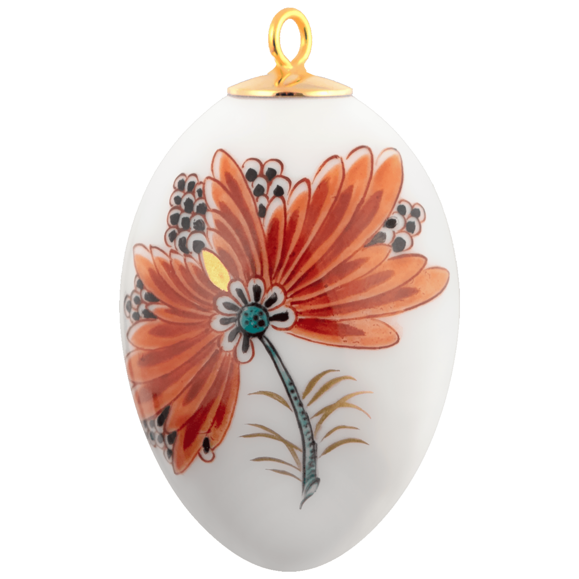Osterei, Rote Blüte, gold, H 4,5 cm | Meissen Zweigschmuck Osterei Kollektion 483101 - 55M03 - Meissen Weimar