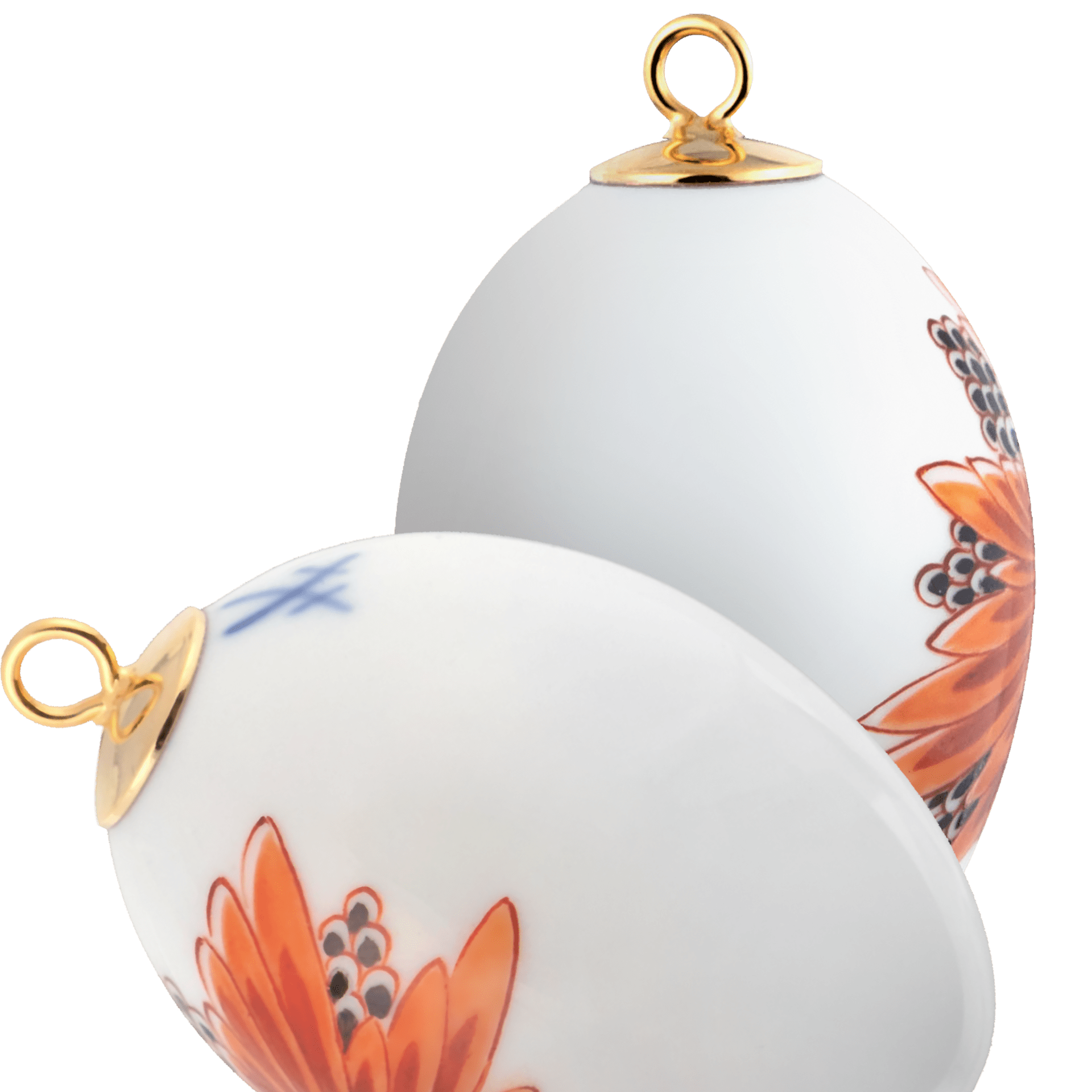 Osterei, Rote Blüte, gold, H 4,5 cm | Meissen Zweigschmuck Osterei Kollektion 483101 - 55M03 - Meissen Weimar