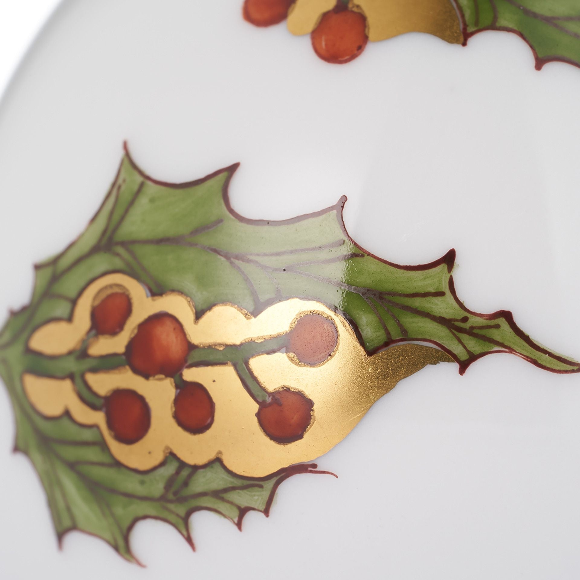 Osterei, Stechpalme, bunt und gold, weißer Rand, H 4,5 cm | Meissen Zweigschmuck Osterei Kollektion 700201 - 55M03 - Meissen Weimar