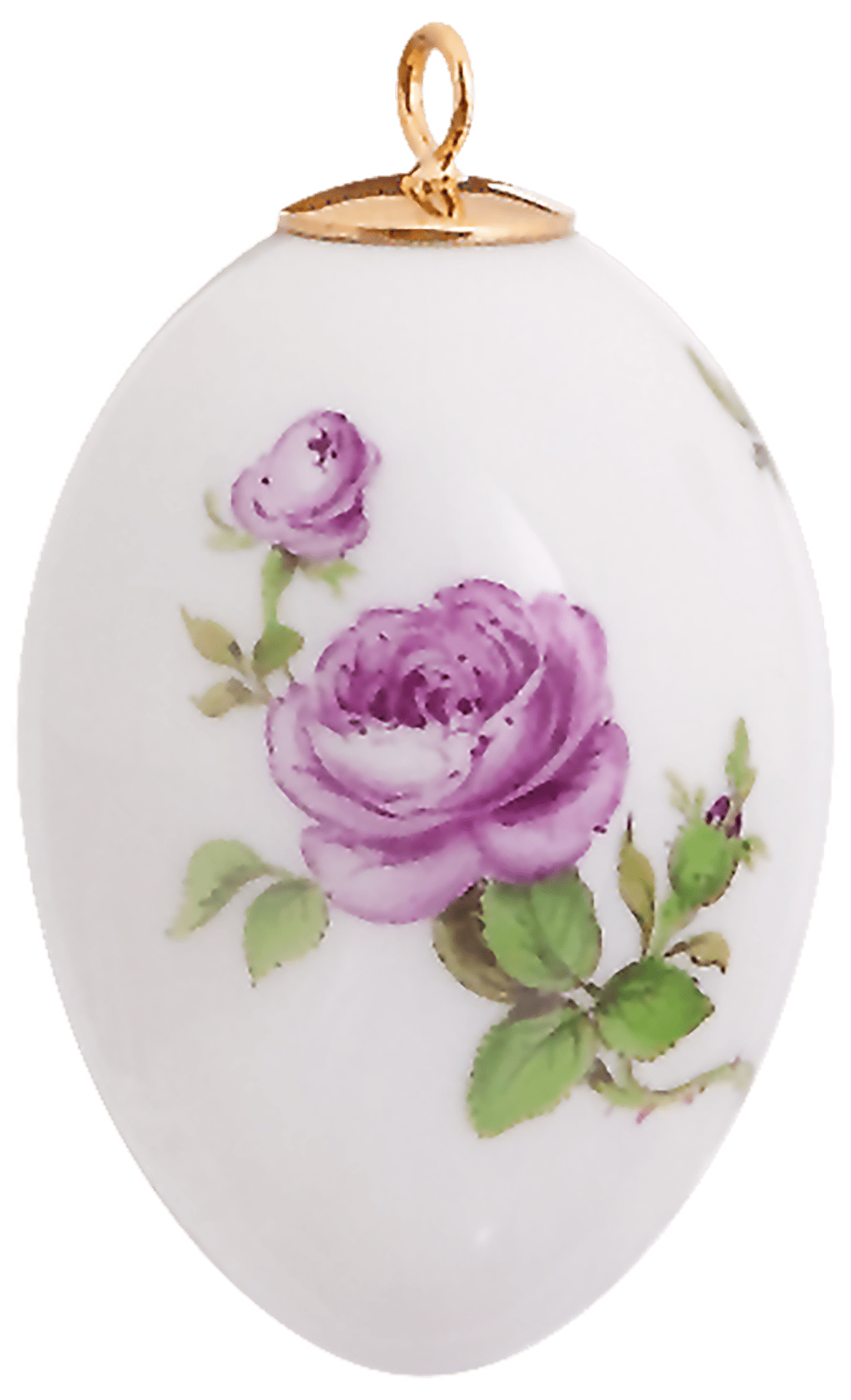 Osterei, Violette Rose,vielblättrig,bunt,weißer Rand, H 4,5 cm | Meissen Osterei 029601 - 55M03 - Meissen Weimar