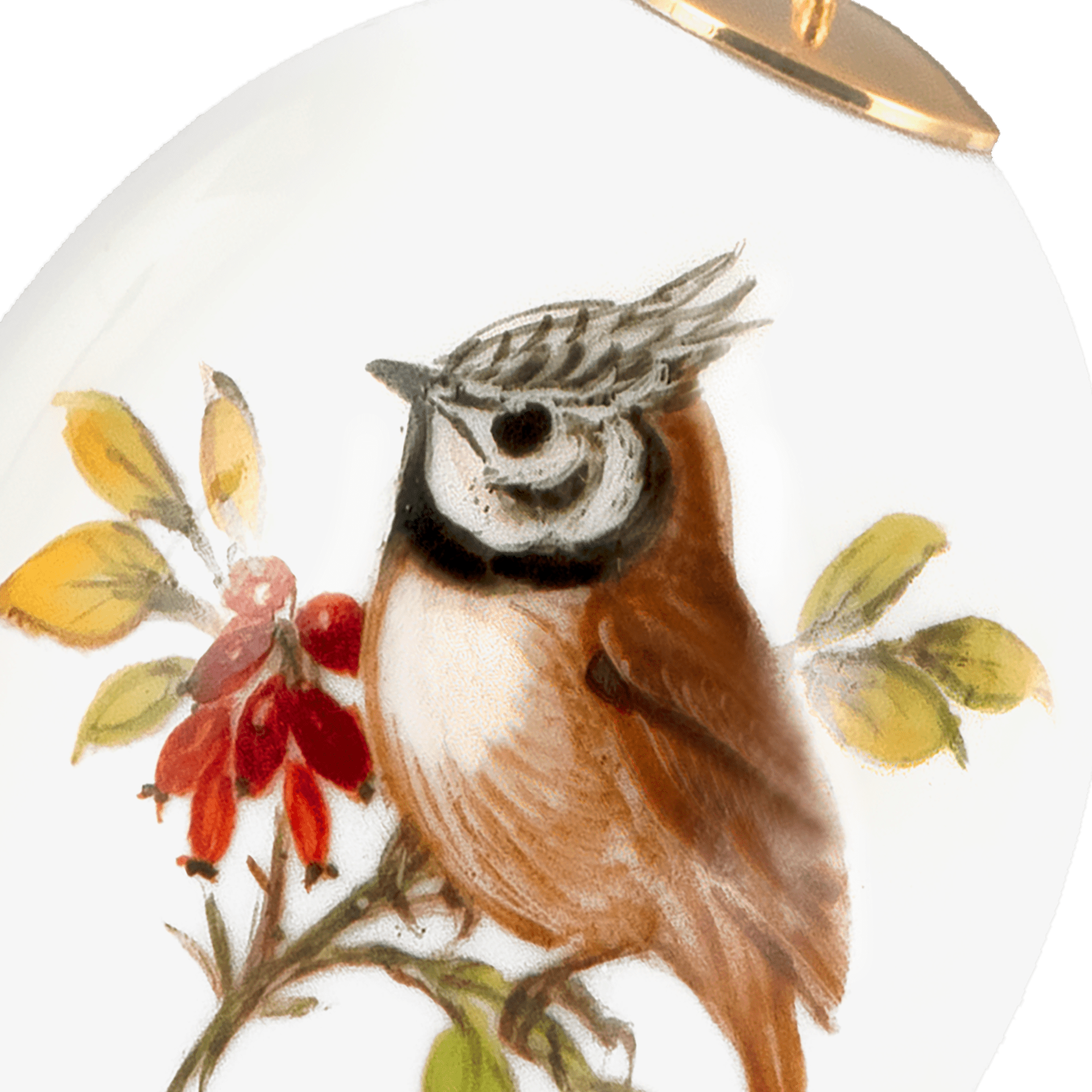 Osterei, Vogelmalerei Haubenmeise, H 4,5 cm | Meissen Zweigschmuck Osterei Kollektion 26C009 - 55M03 - Meissen Weimar