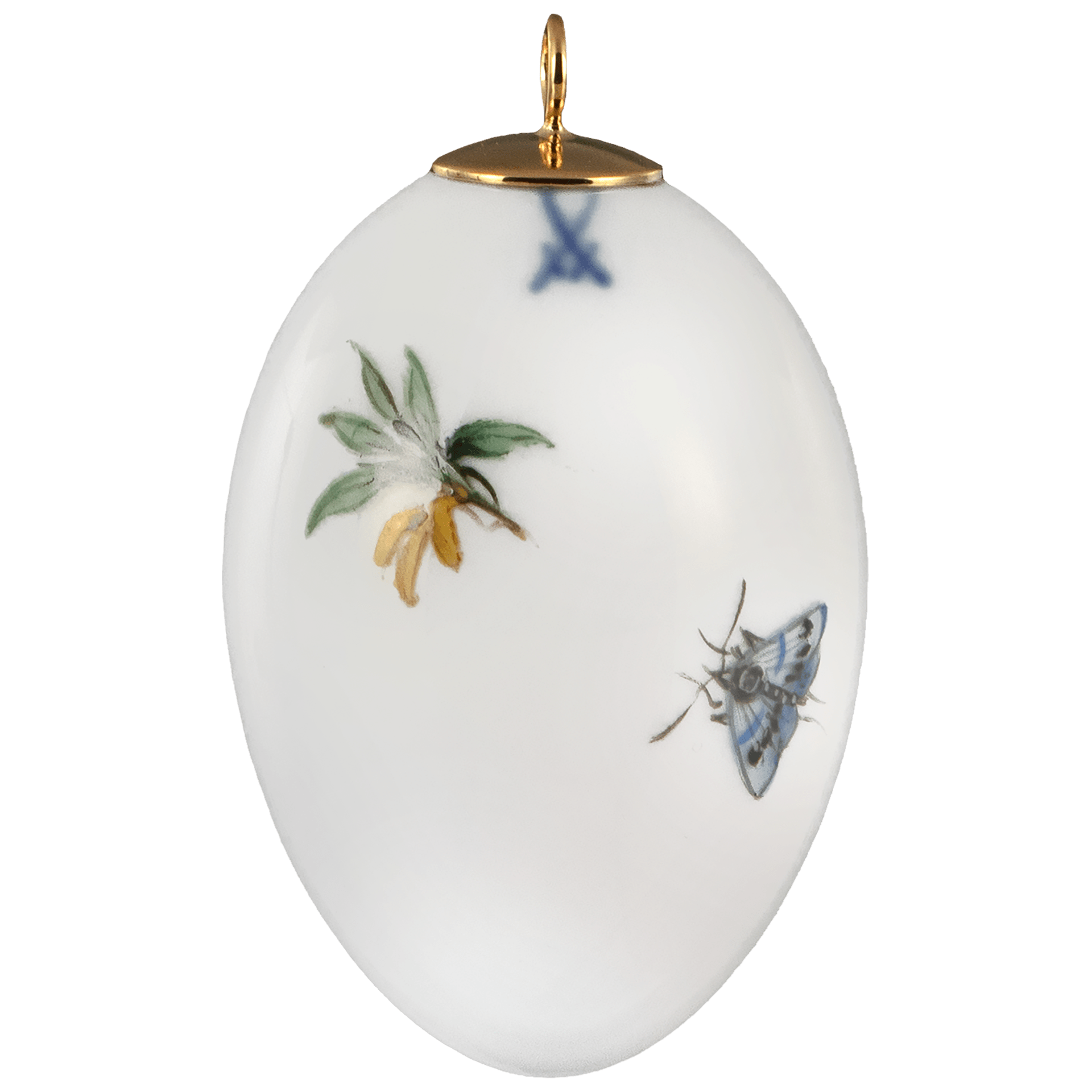 Osterei, Vogelmalerei Haubenmeise, H 4,5 cm | Meissen Zweigschmuck Osterei Kollektion 26C009 - 55M03 - Meissen Weimar