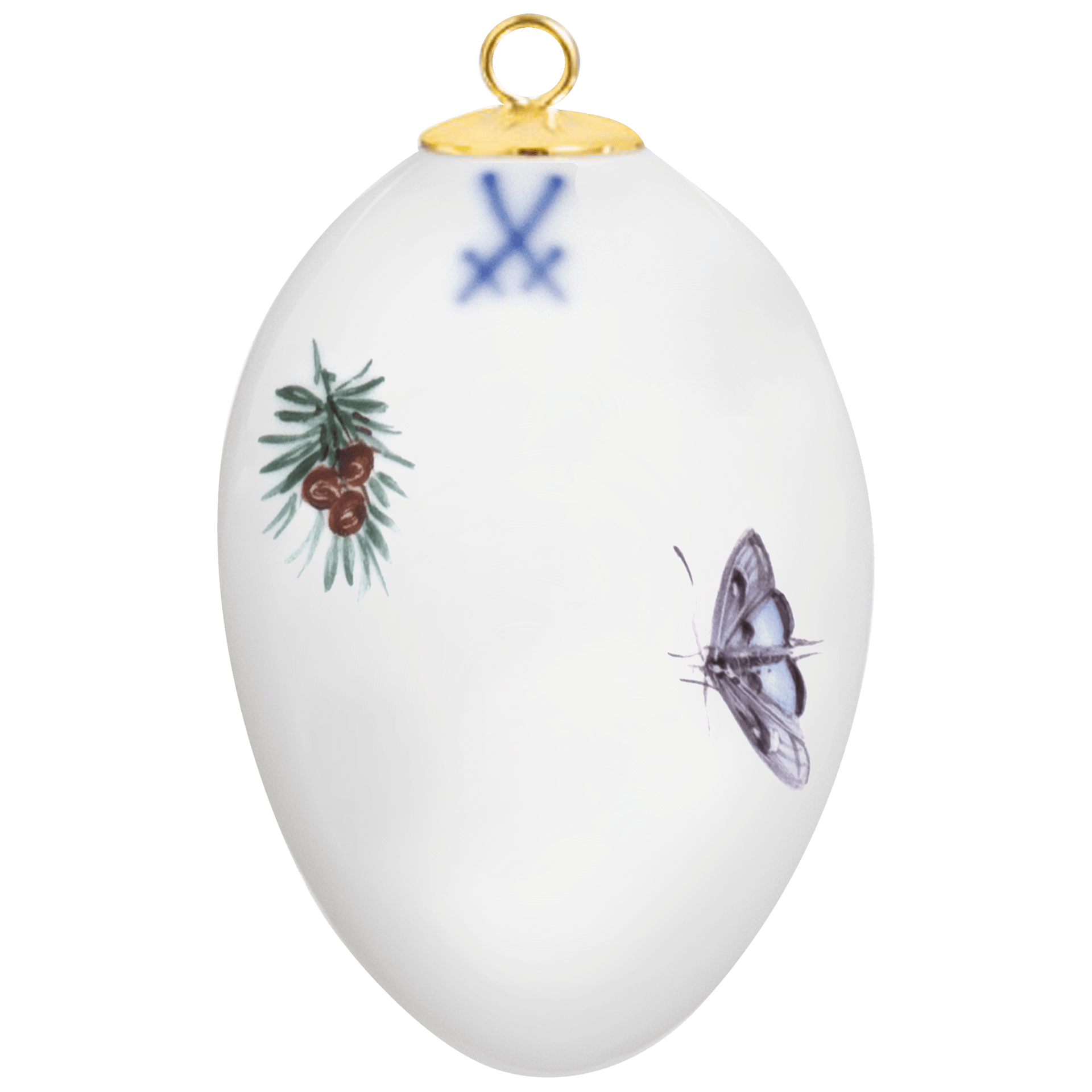 Osterei Vogelmalerei Rotkehlchen, H 5 cm | Meissen Zweigschmuck Osterei Kollektion 26c001 - 55m03 - Meissen Weimar