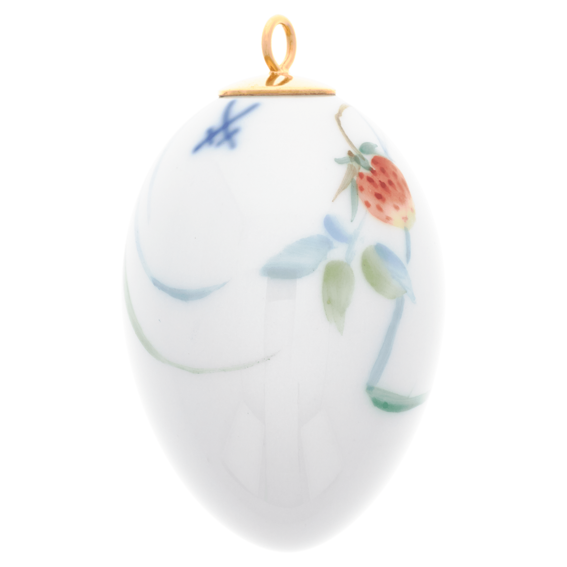Osterei, Waldflora mit Insekten, Erdbeere, H 4,5 cm | Meissen Zweigschmuck Osterei Kollektion 61C007 - 55M03 - Meissen Weimar