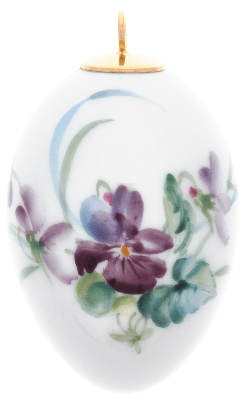 Osterei, Waldflora mit Insekten, Veilchen, H 4,5 cm | Meissen Zweigschmuck Osterei Kollektion 61C008 - 55M03 - Meissen Weimar