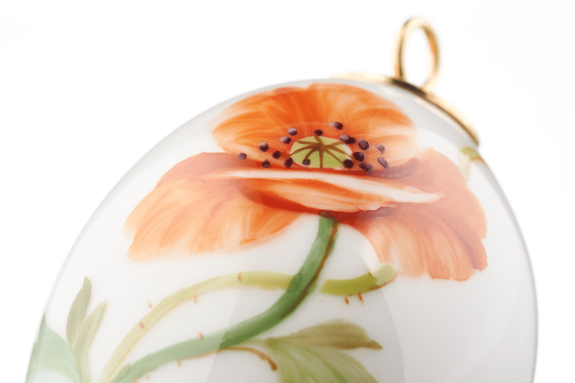 Osterei, "Wilder Mohn", H 4,5 cm | Meissen Zweigschmuck Osterei Kollektion 615201 - 55M03 - Meissen Weimar