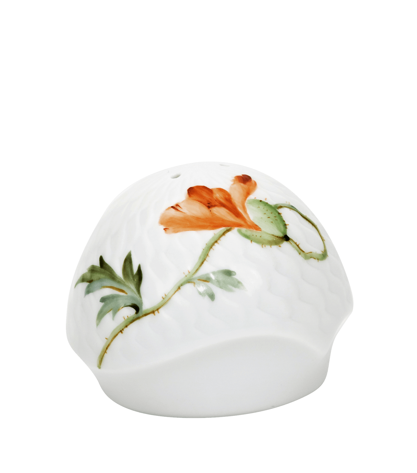 Pfefferstreuer, Blumenmalerei „Wilder Mohn“, rot, H 4 cm | Meissen Wellenspiel Relief 615201 - 29M04 - Meissen Weimar