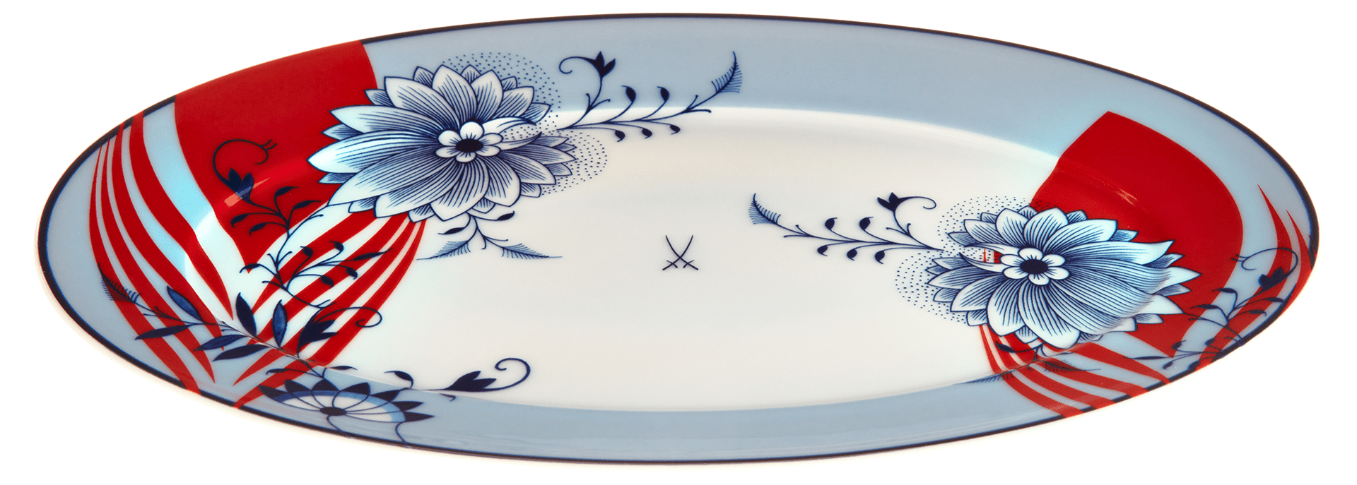 Platte, Bloomy Feathers, L 30 cm, oval | Meissen No.41 Collage 79a641 - 41307 - Meissen Weimar