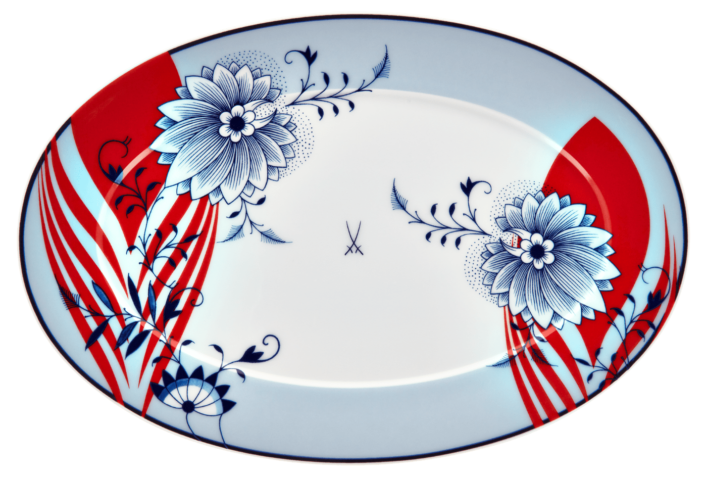 Platte, Bloomy Feathers, L 30 cm, oval | Meissen No.41 Collage 79a641 - 41307 - Meissen Weimar