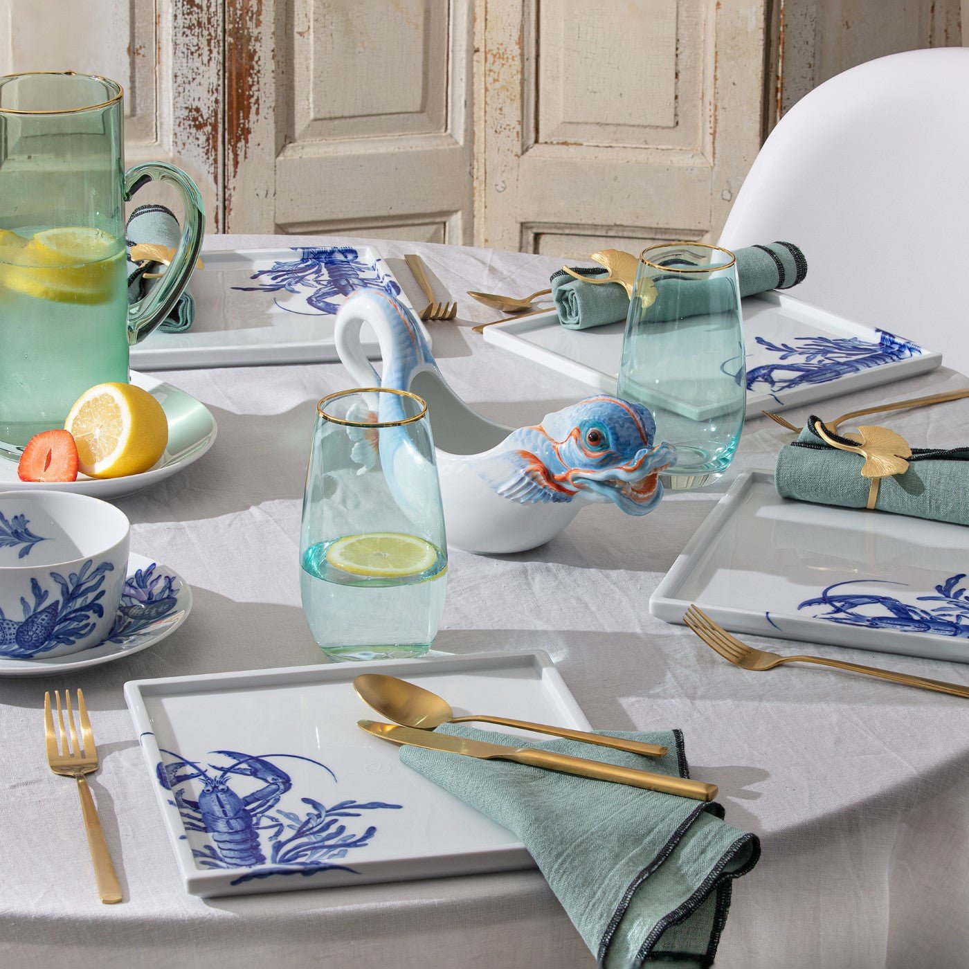 Platte, Hummer, 25 x 25 cm | Meissen Cosmopolitan 'Blue Treasures' 82A280 - 37277 - Meissen Weimar