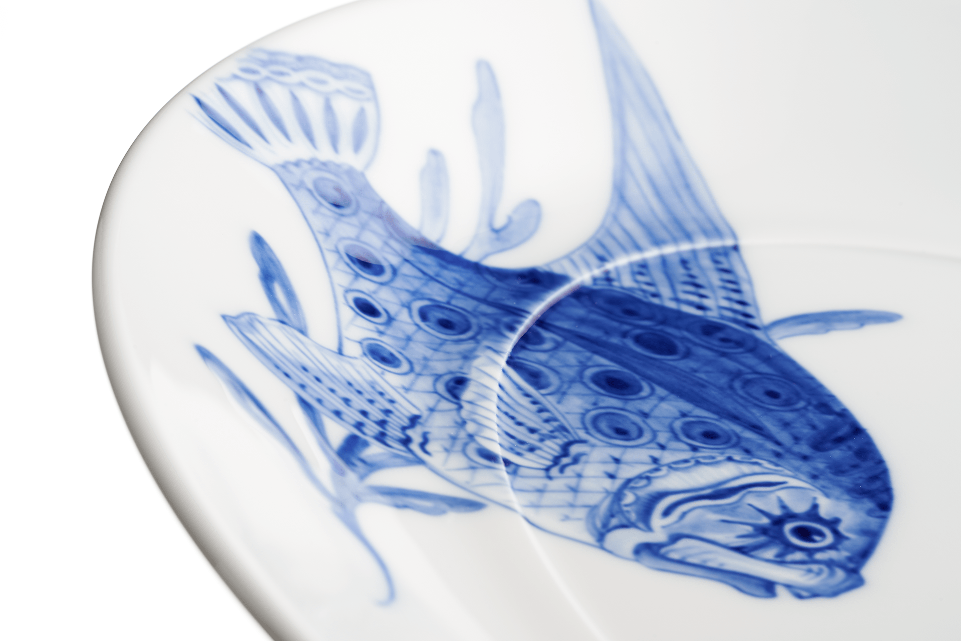 Platte oval, 'Blue Treasures', Fisch, L 32 cm | Meissen Cosmopolitan 82A277 - 37308 - Meissen Weimar