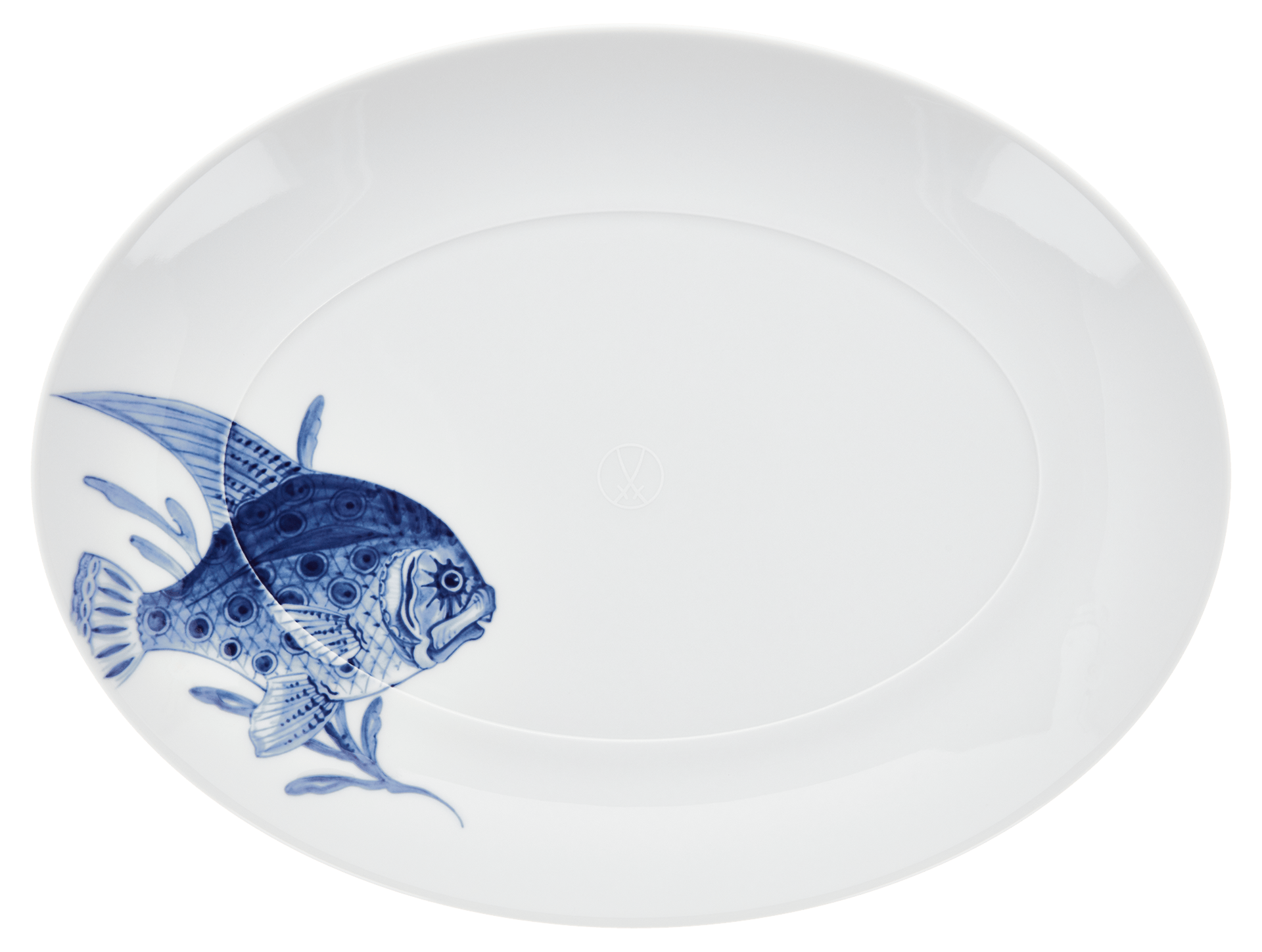 Platte oval, 'Blue Treasures', Fisch, L 32 cm | Meissen Cosmopolitan 82A277 - 37308 - Meissen Weimar
