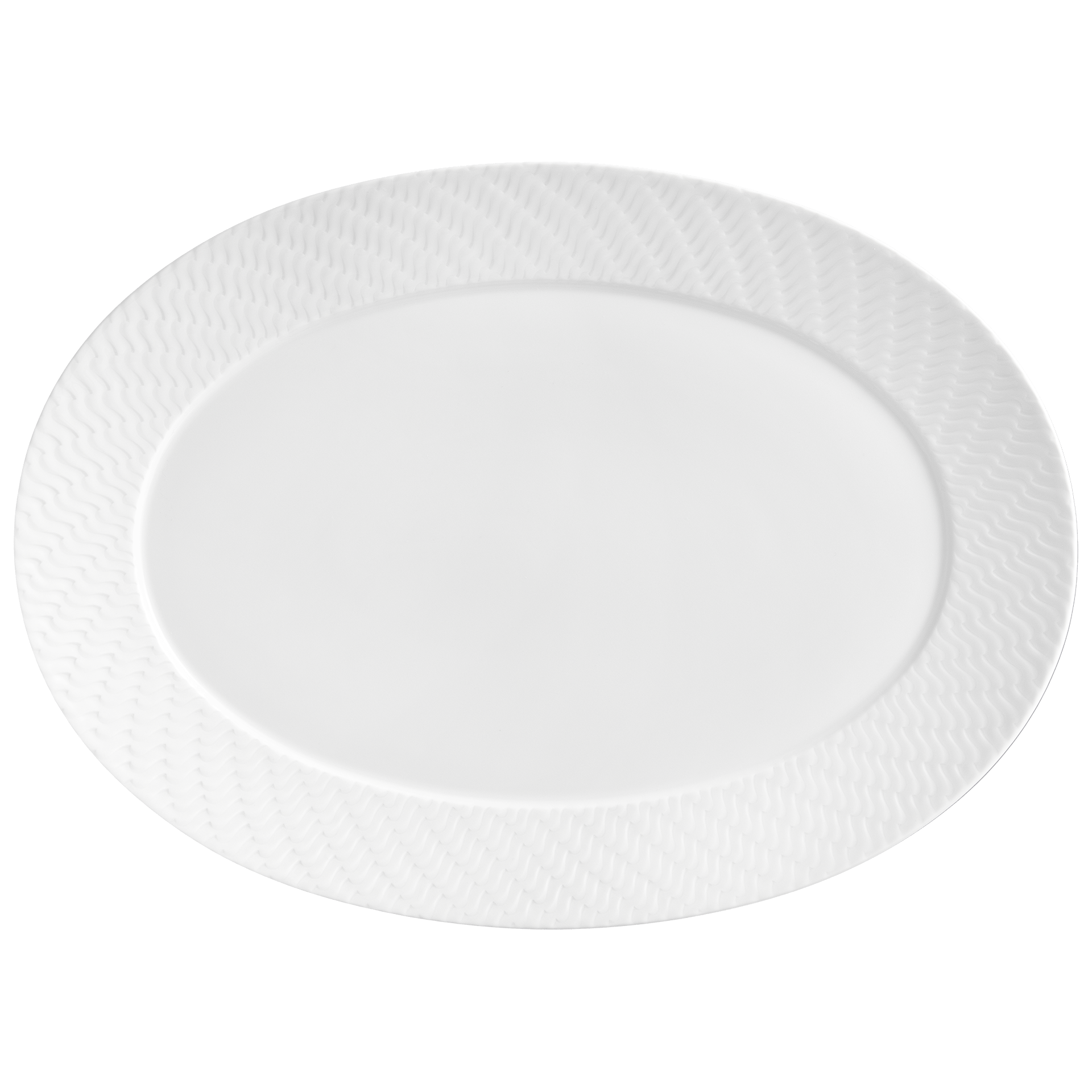 Platte, oval, groß, Weiß, L 36 cm | Meissen No.41 Wellenspiel Relief 000001 - 29a08 - Meissen Weimar