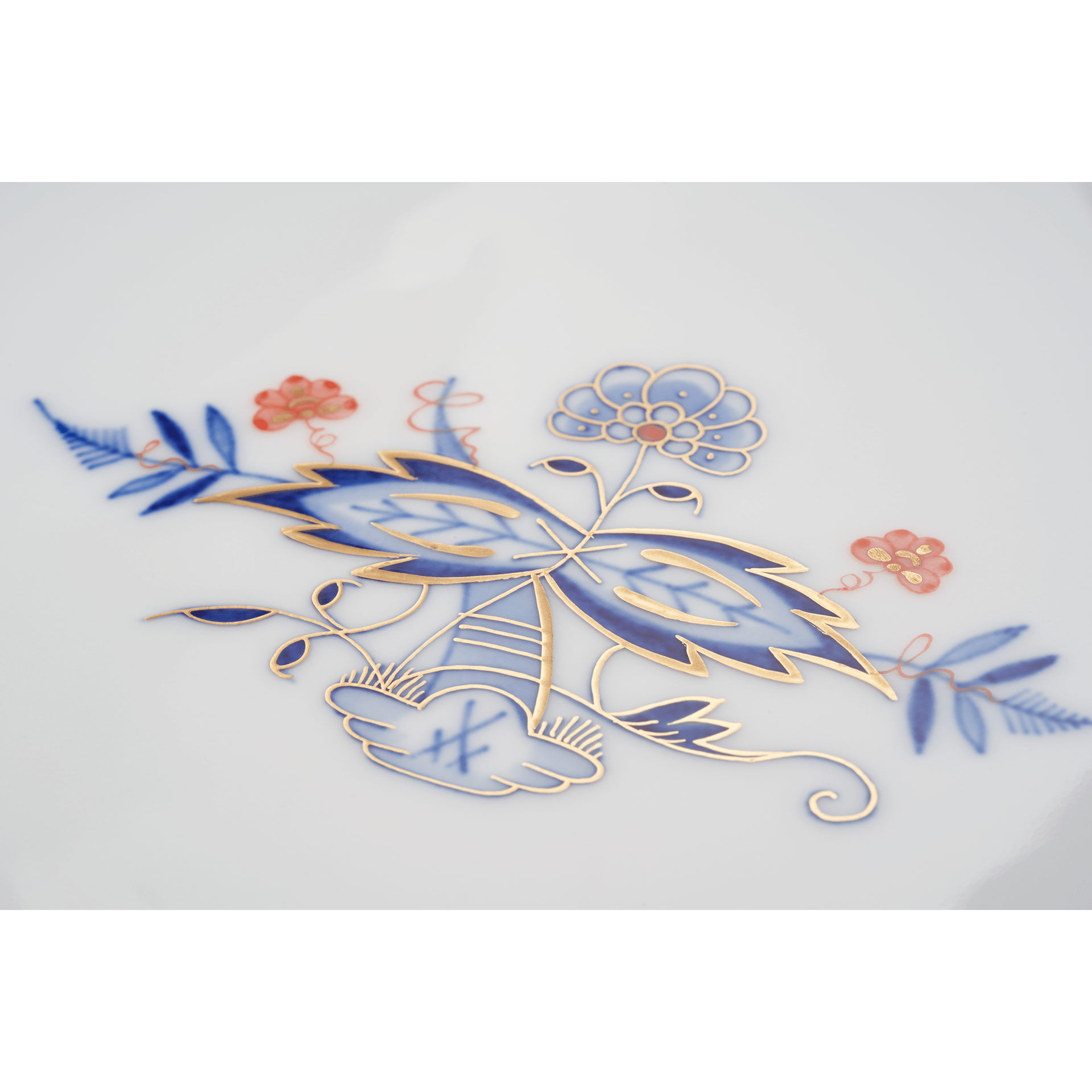 Platte, oval, Noble Blue, Doppelblatt, L 36 cm | Meissen No.41 802690 - 41308 - Meissen Weimar