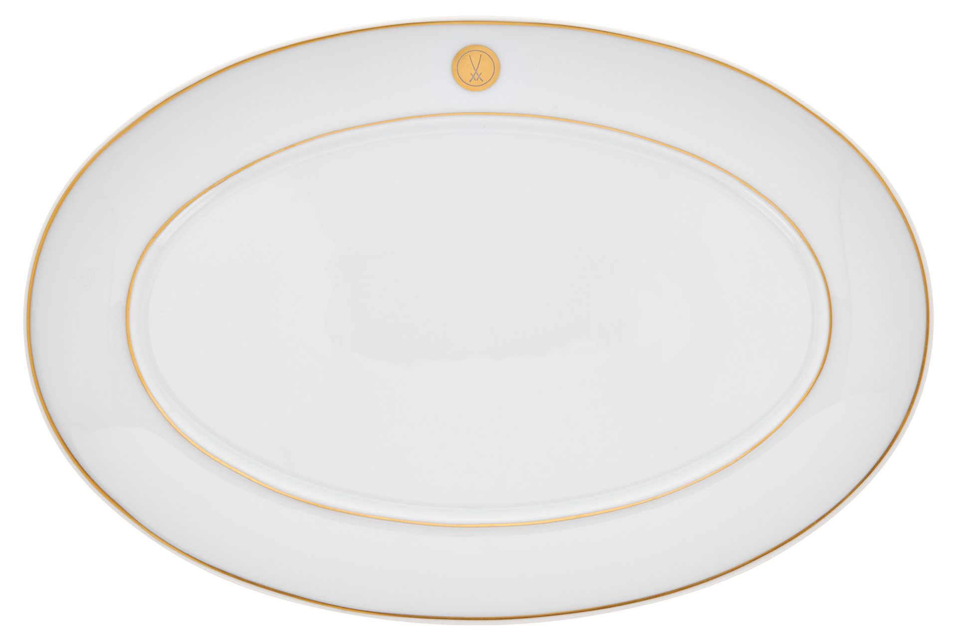 Platte, oval, Schwertermedaillon, Goldfaden, L 30 cm | Meissen No.41 Swords Luxury Gold 99a365 - 41307 - Meissen Weimar