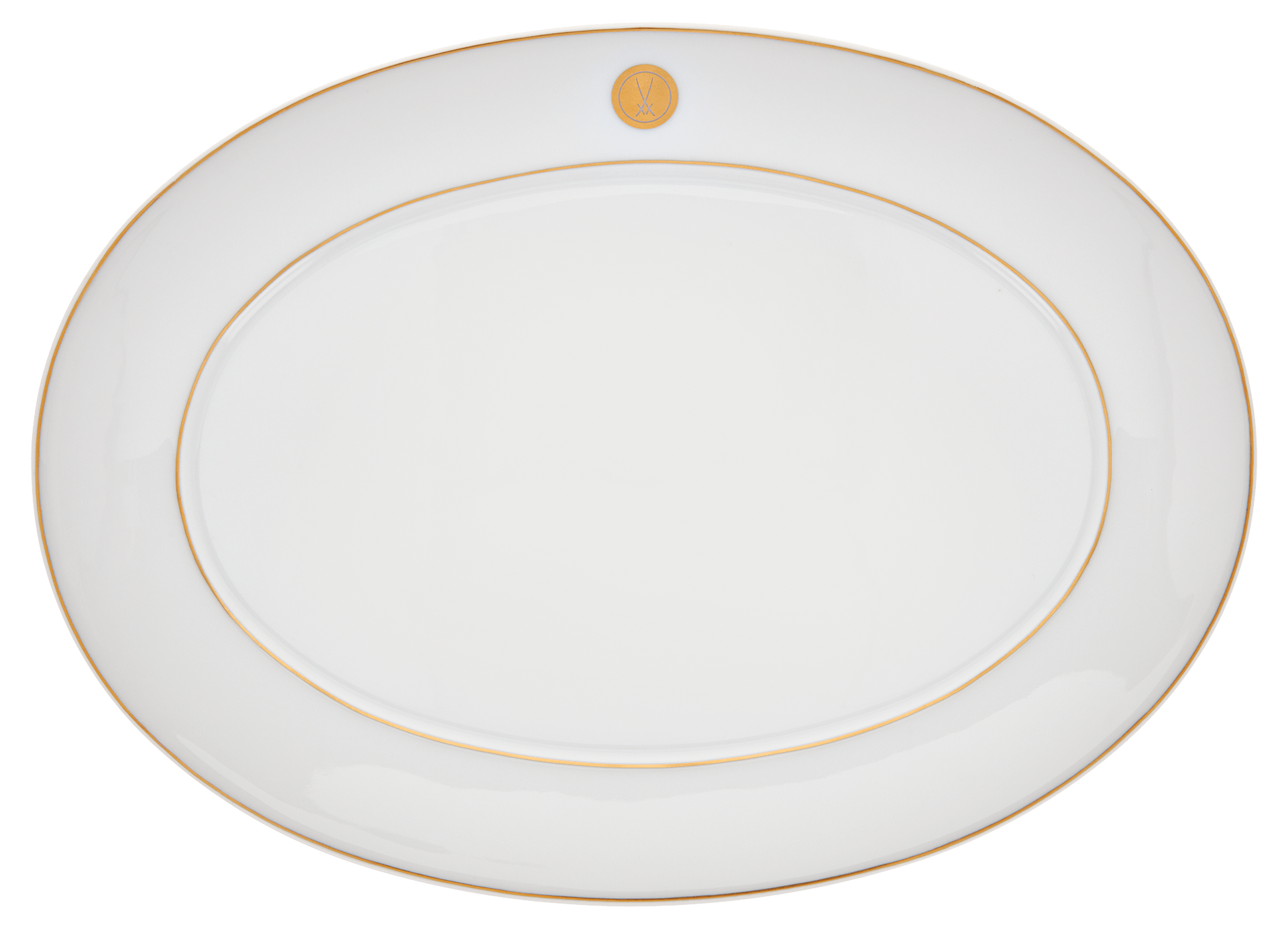 Platte, oval, Schwertermedaillon, Goldfaden, L 36 cm | Meissen No.41 Swords Luxury Gold 99a365 - 41308 - Meissen Weimar
