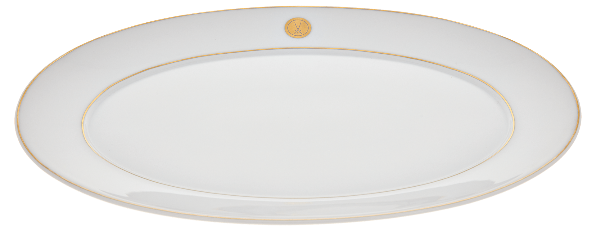 Platte, oval, Schwertermedaillon, Goldfaden, L 36 cm | Meissen No.41 Swords Luxury Gold 99a365 - 41308 - Meissen Weimar