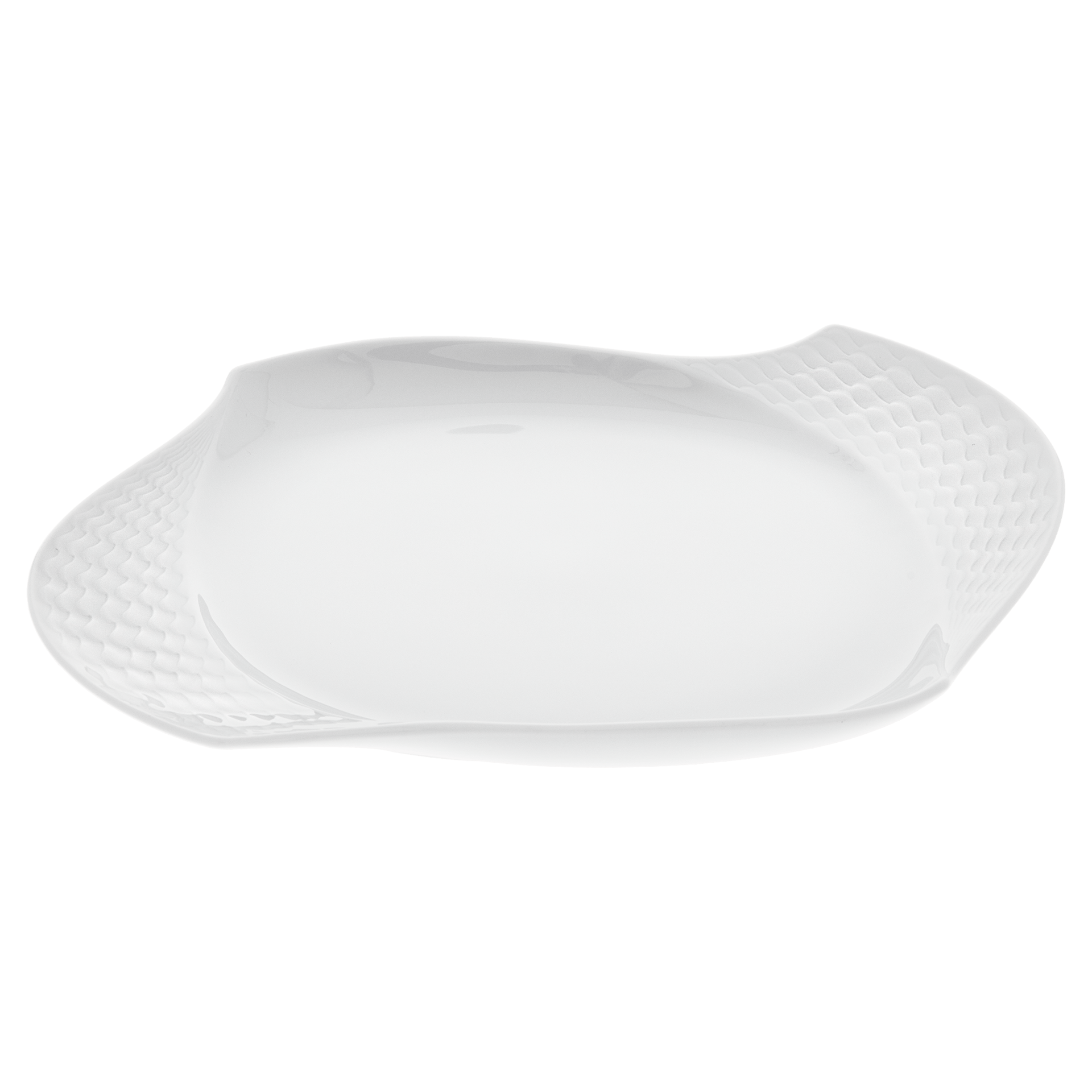 Platte, oval, weiß, L 25,5 cm | Meissen Wellenspiel Relief 000001 - 29291 - Meissen Weimar