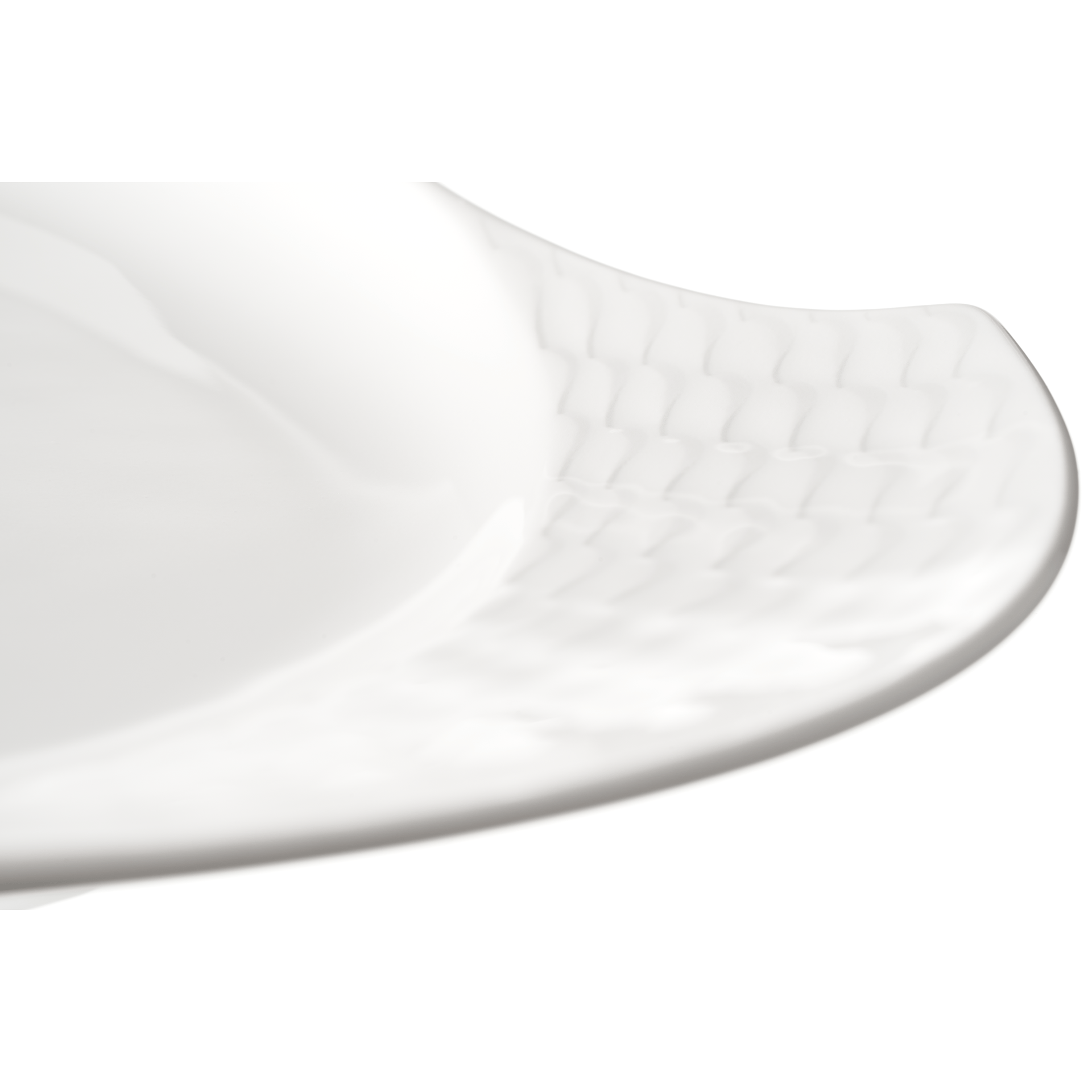 Platte, oval, weiß, L 25,5 cm | Meissen Wellenspiel Relief 000001 - 29291 - Meissen Weimar