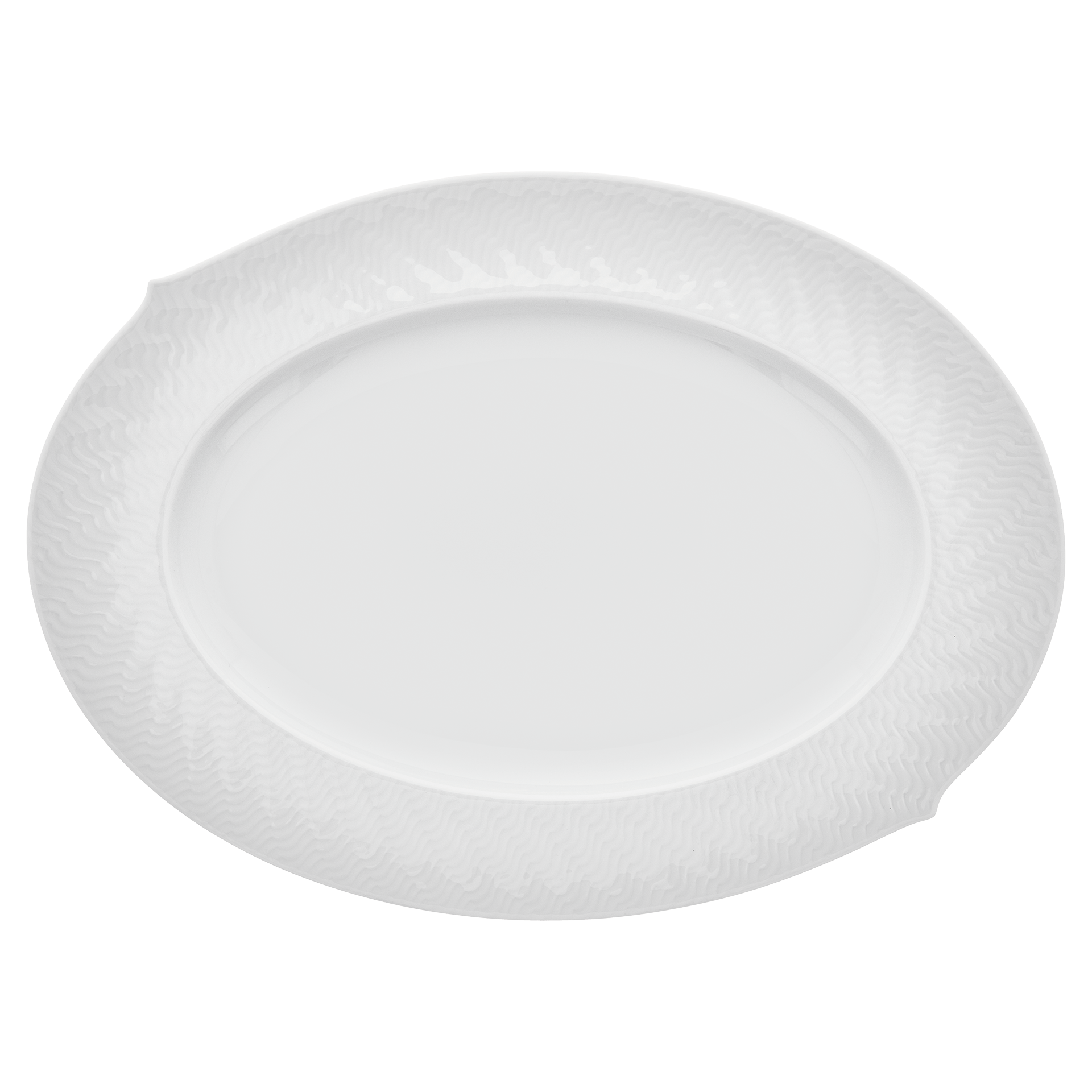 Platte, oval, Weiß, L 35 cm | Meissen Wellenspiel Relief 000001 - 29307 - Meissen Weimar
