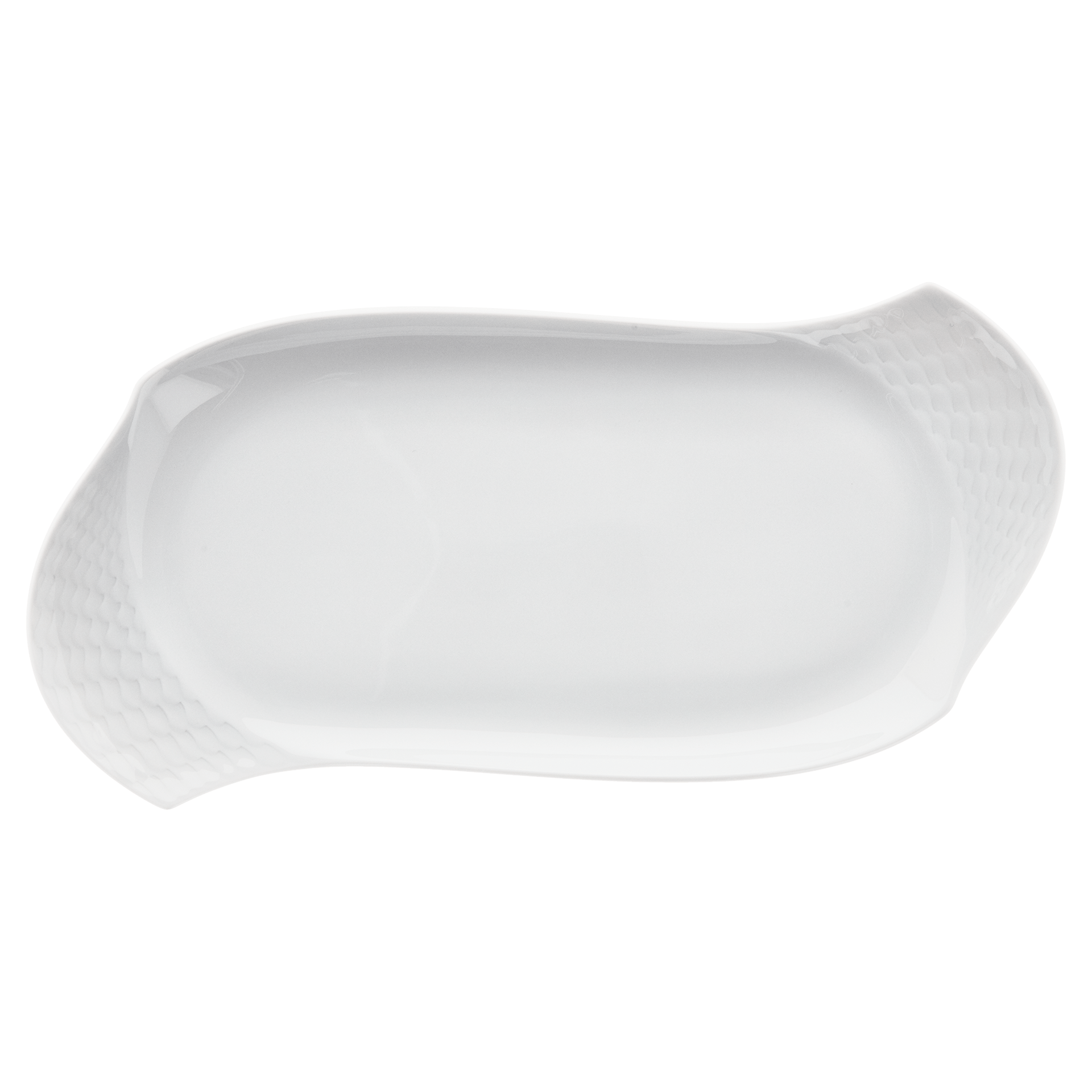 Platte, rechteckig, groß, weiß, L 31 cm | Meissen Wellenspiel Relief 000001 - 29508 - Meissen Weimar