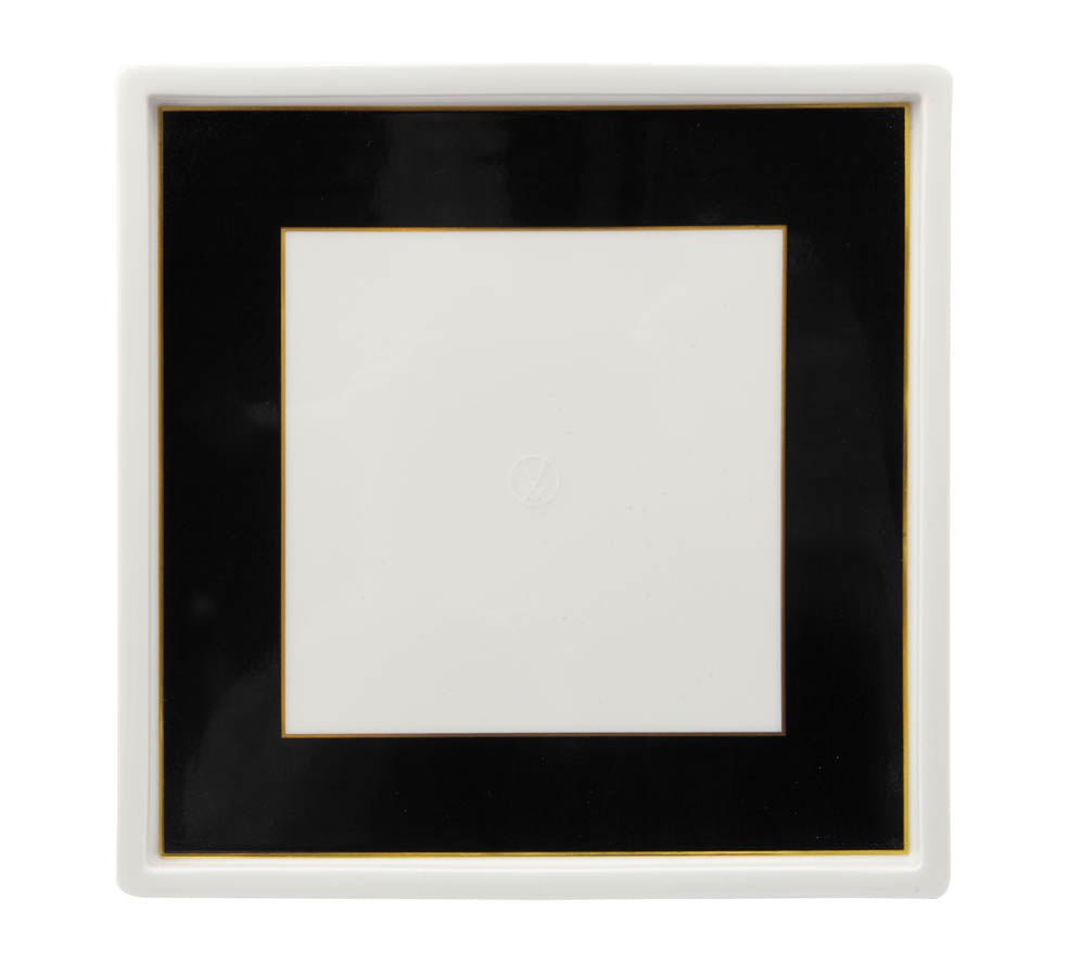 Platte, Royal Palace,schwarz mit goldener Kontur, "Uni", weißer Rand, 21 x 21 cm | Meissen Cosmopolitan 79A474 - 37276 - Meissen Weimar