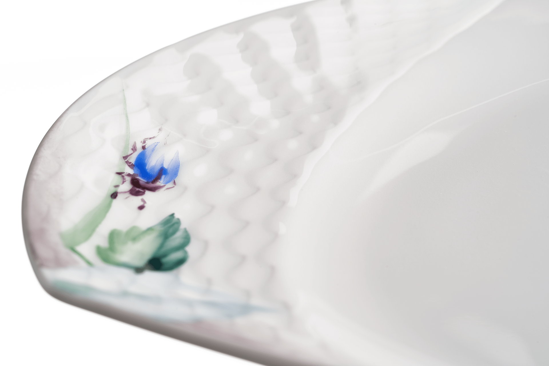Platte Waldflora mit Insekten L 31 cm | Meissen Wellenspiel Relief 614501 - 29508 - Meissen Weimar