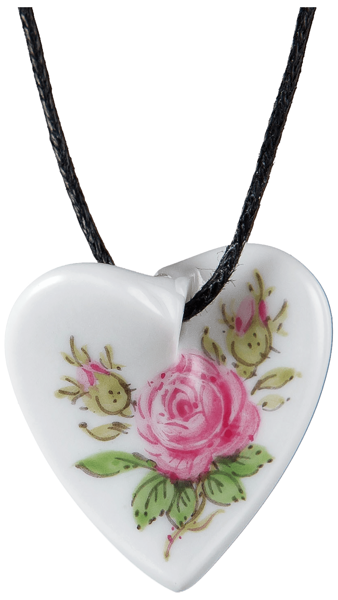 Porzellananhänger Geschwungenes Herz Rose, H 2,5 cm | Meissen Porzellananhänger 020101-71000 - Meissen Weimar