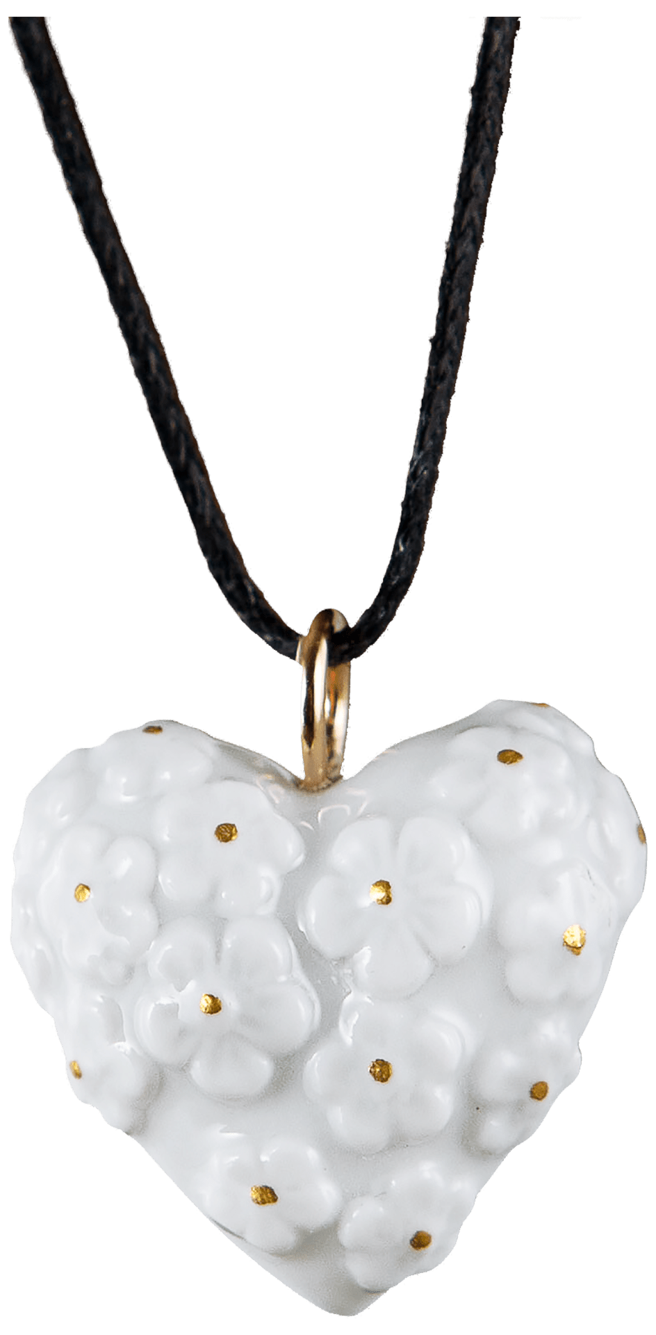 Porzellananhänger Herz mit Blütenkerne Gold, L 3 cm | Meissen Porzellananhänger 90a335-55m65 - Meissen Weimar