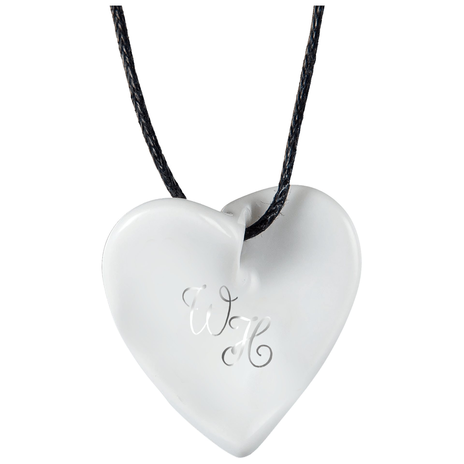 Porzellananhänger Herz mit Monogramm in Platin, H 2,5 cm | Meissen Porzellananhänger 97b203-71000 - Meissen Weimar