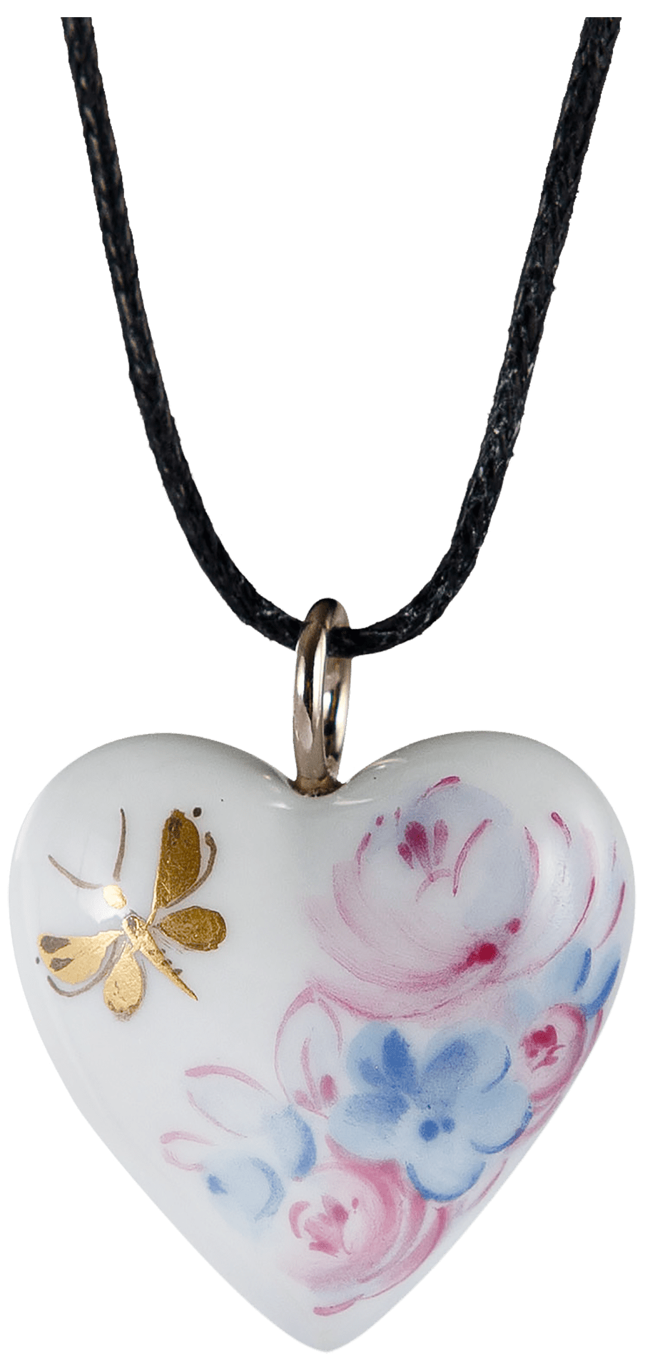 Porzellananhänger Herz, Schmetterlingswiese, H 2,4 cm | Meissen Porzellananhänger 61a149-71m01 - Meissen Weimar