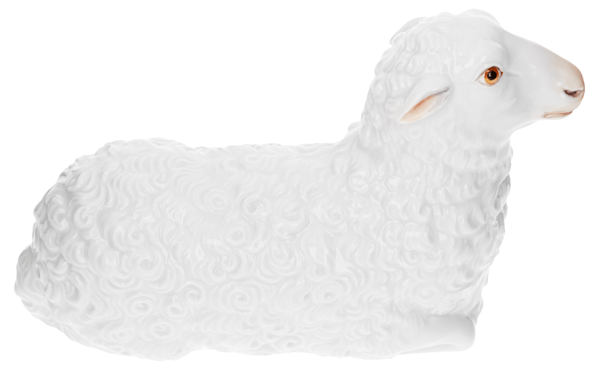 Porzellanfigur Schaf, liegend, H 9,5 cm | Meissen Einzelplastik 900600 - 78509 - Meissen Weimar