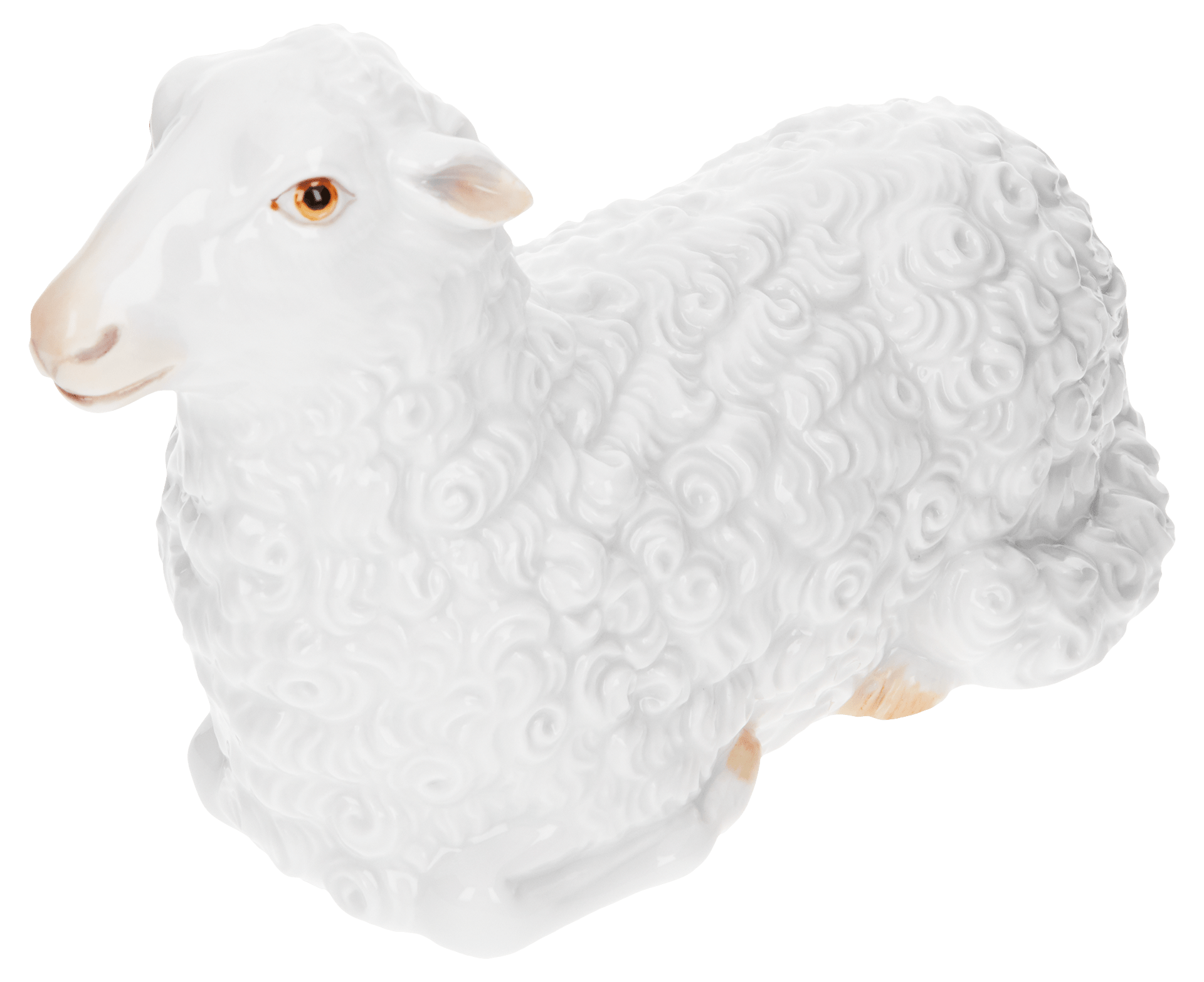 Porzellanfigur Schaf, liegend, H 9,5 cm | Meissen Einzelplastik 900600 - 78509 - Meissen Weimar