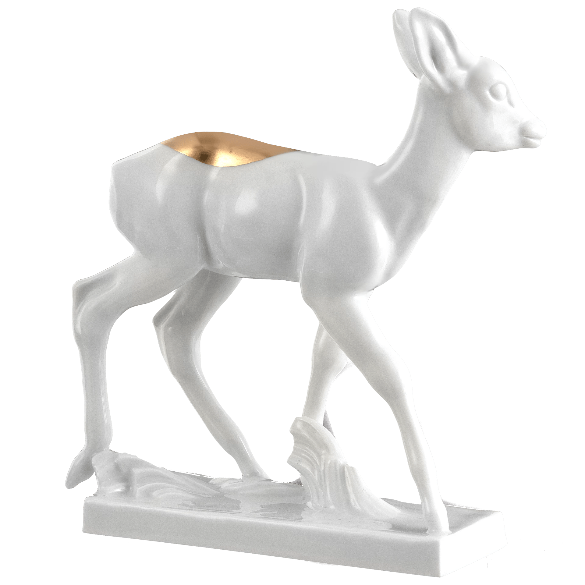 Reh, Gold staffiert, H 12,5 cm | Meissen Einzelplastik 900200 - 78718 - Meissen Weimar