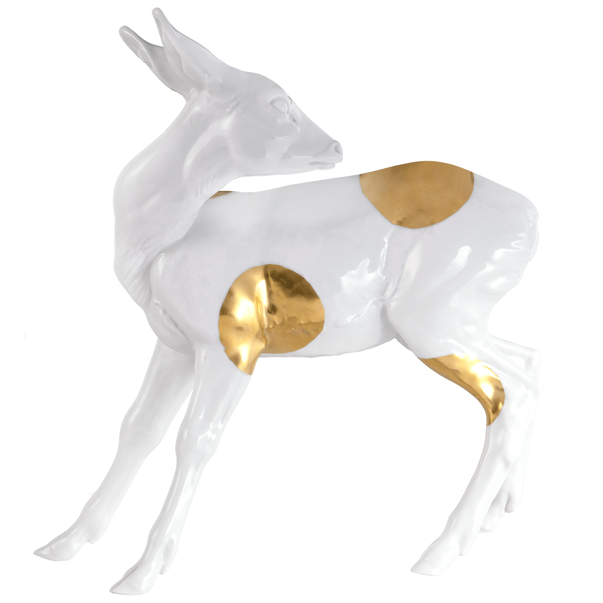 Reh, Gold staffiert, H 22 cm | Meissen Einzelplastik 900200 - 78715 - Meissen Weimar