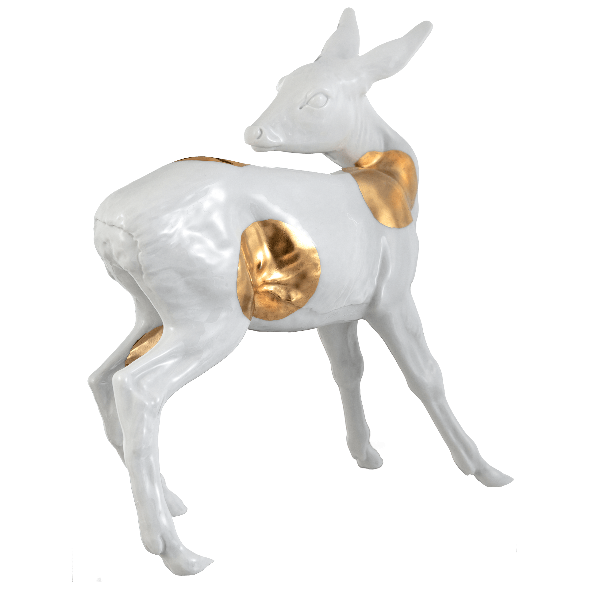 Reh, Gold staffiert, H 22 cm | Meissen Einzelplastik 900200 - 78715 - Meissen Weimar
