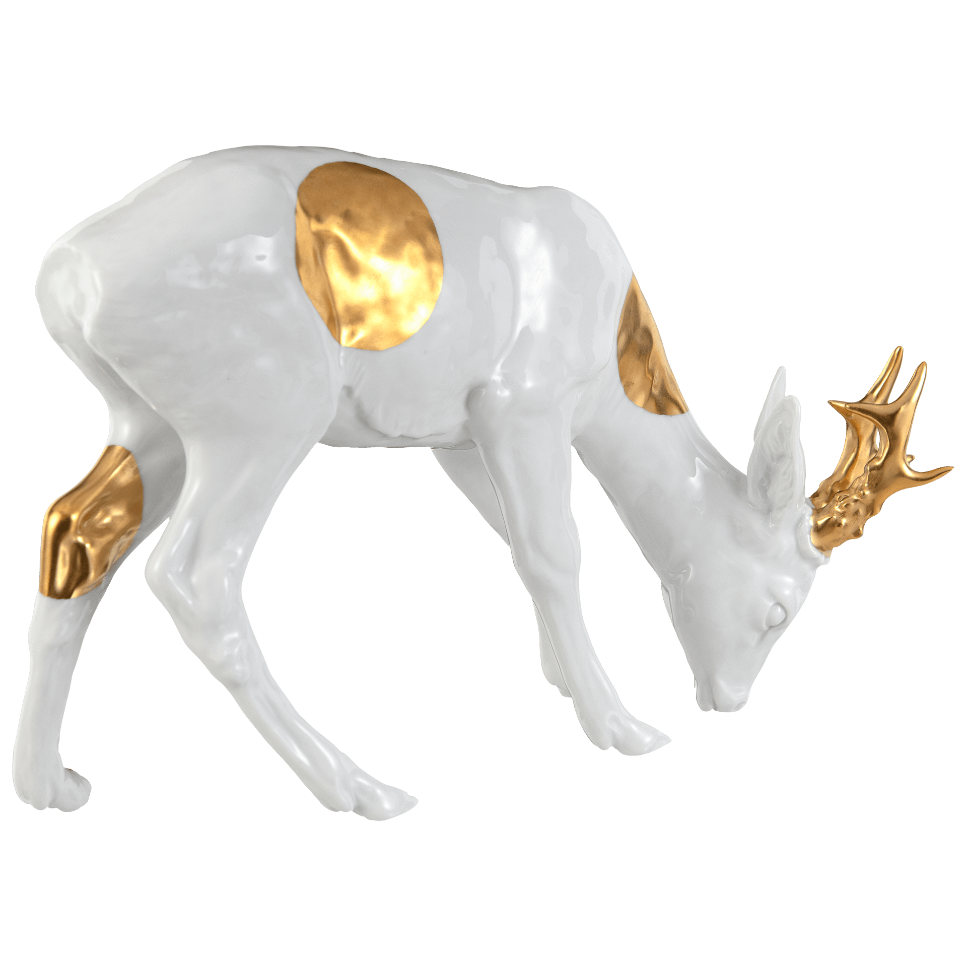 Rehbock, Gold staffiert, H 17 cm | Meissen Einzelplastik 900200 - 78716 - Meissen Weimar