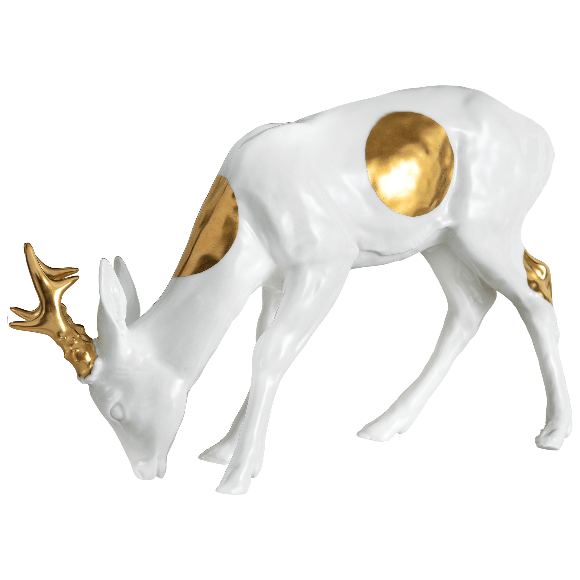 Rehbock, Gold staffiert, H 17 cm | Meissen Einzelplastik 900200 - 78716 - Meissen Weimar
