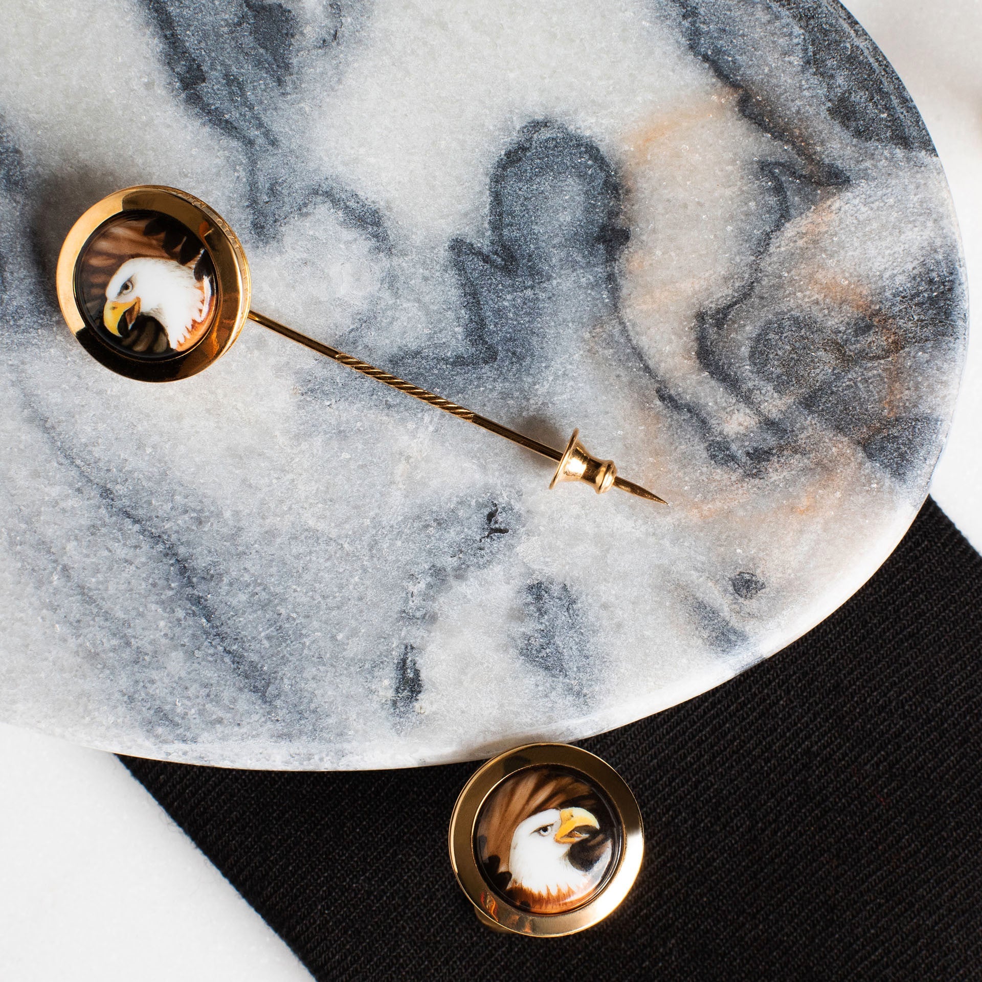 Reversnadel Weißkopfseeadler Silber 925 vergoldet Ø 1,8 cm | Meissen Geschenke mpj60ad830c - Meissen Weimar