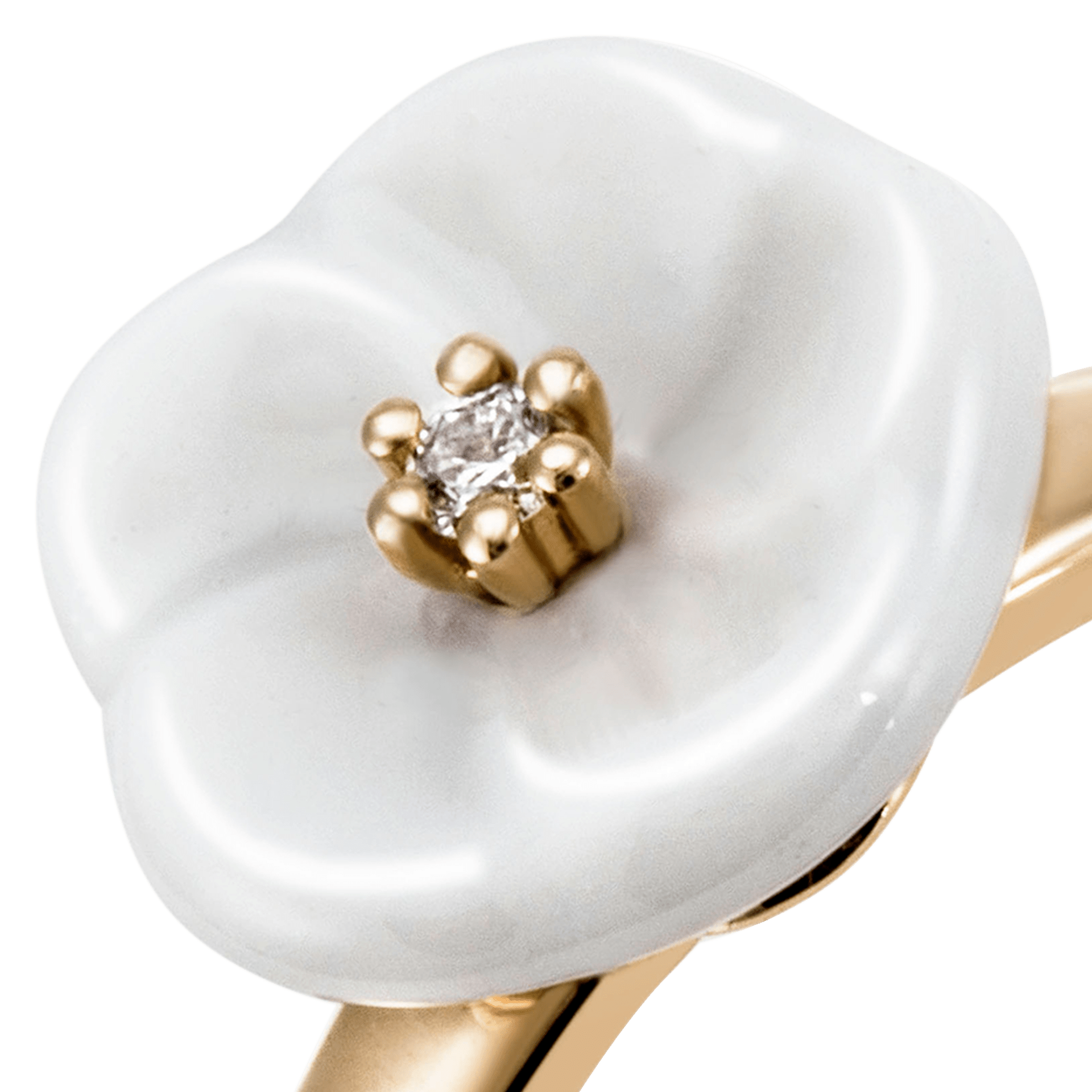 Ring 750 Gelbgold Ø 3,5 g, 1 Porzellanblüte mit Brillant | Meissen Royal Blossom Collection mpj10bl31600 - Meissen Weimar
