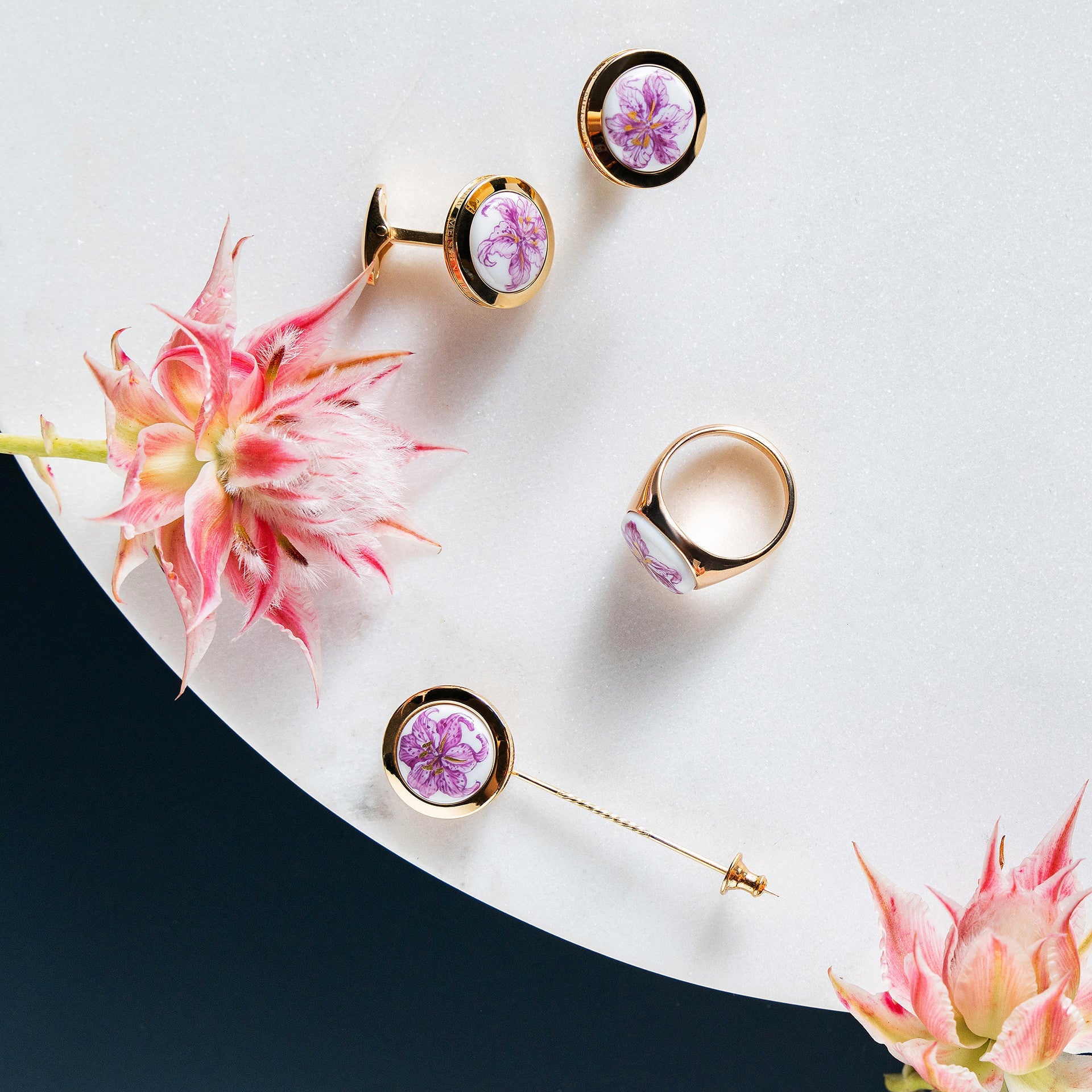 Ring, Lilie Dekor, 925 Silber rosé vergoldet | Meissen Geschenke mpj10li83000 - Meissen Weimar