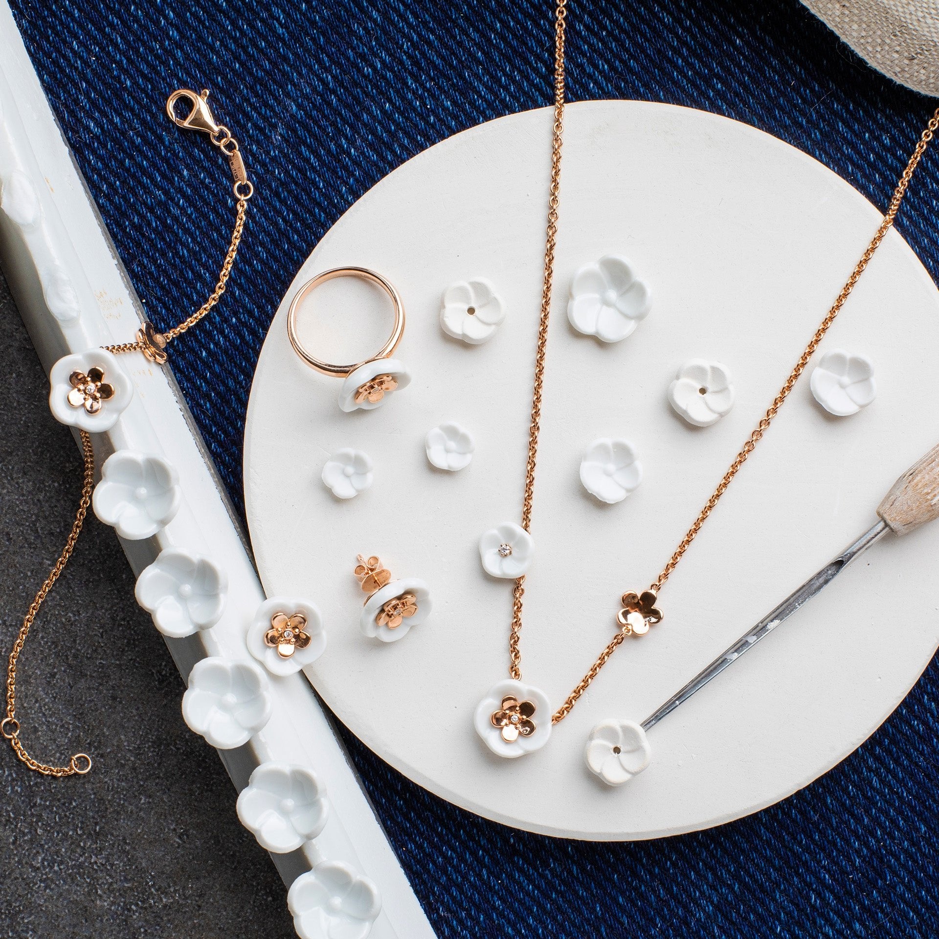 Ring Royal Blossom Bouquet Gelbgold 750, Brillant 0,01 ct | Meissen Royal Blossom Collection mpj10bl35700 - Meissen Weimar