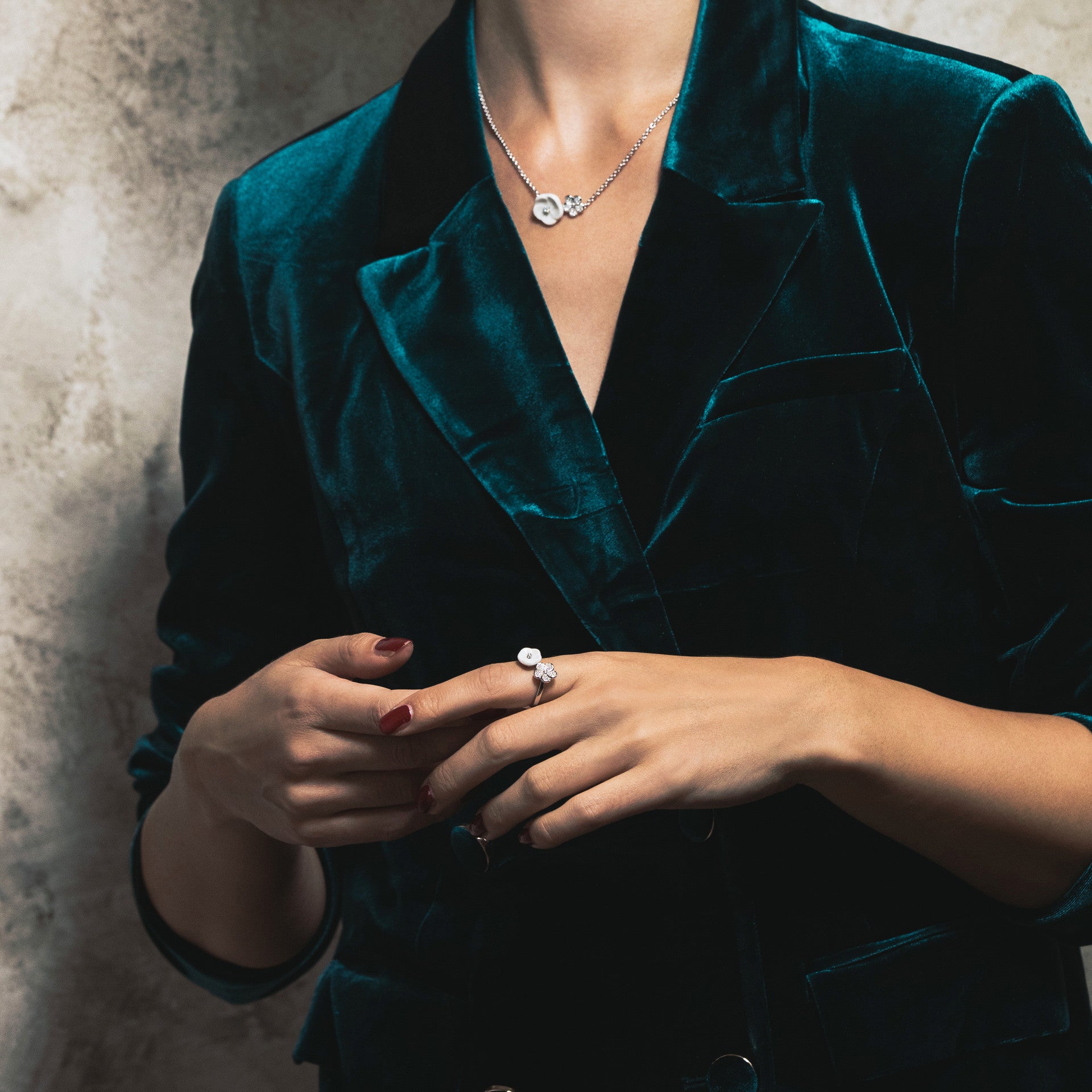 Ring Royal Blossom Pavé 52 mm Weißgold 750 | Meissen Royal Blossom Collection mpj10bl27500 - Meissen Weimar