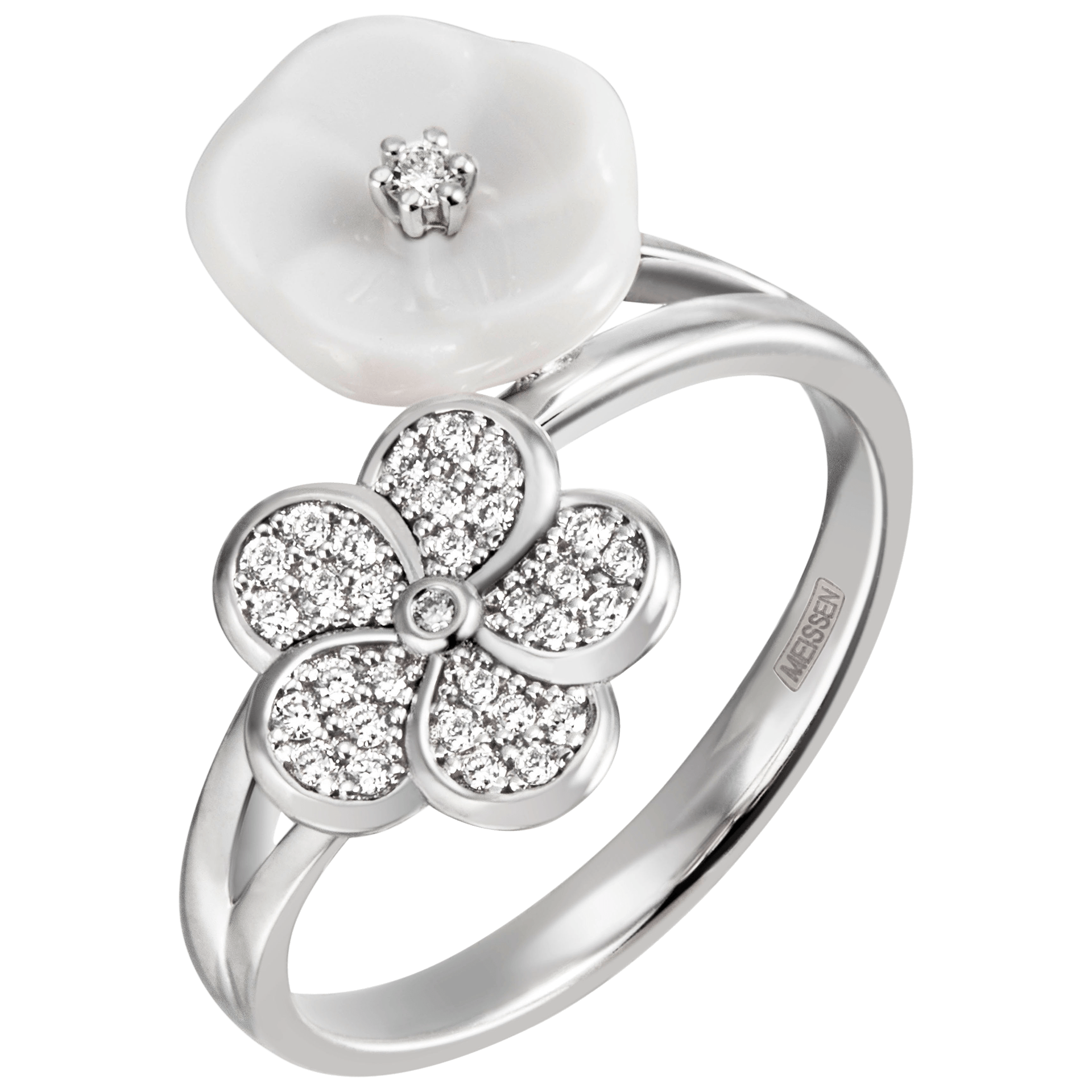 Ring Royal Blossom Pavé 52 mm Weißgold 750 | Meissen Royal Blossom Collection mpj10bl27500 - Meissen Weimar