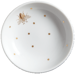 Schälchen, Form "Neuer Ausschnitt", Biene mit Goldpunkten, Ø 8 cm | Meissen Schalen Kollektion 71A169 - 53600 - Meissen Weimar