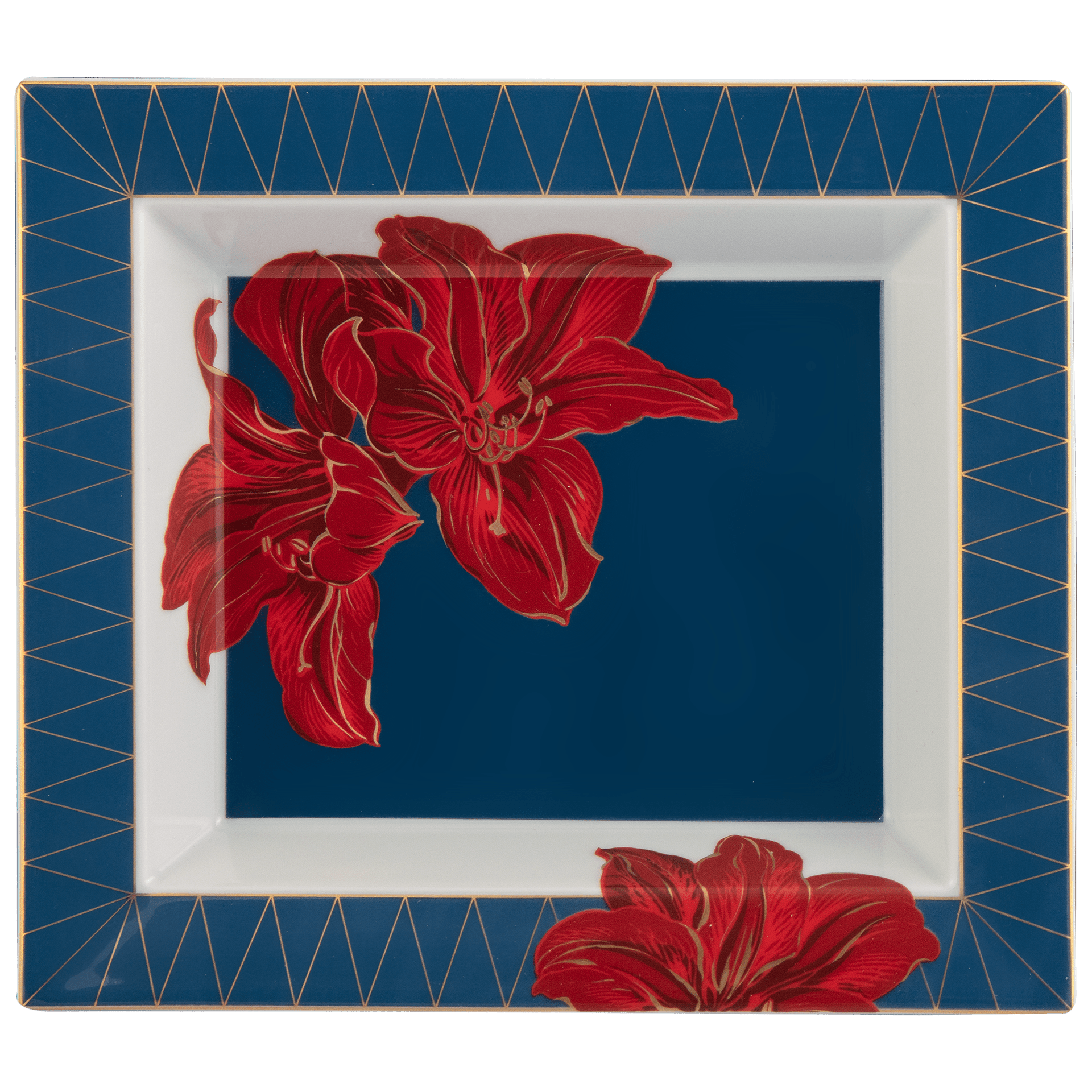 Schale eckig, groß, Amaryllis, 21 x 18,5 cm | The Meissen Vide - Poche - Collection 79A849 - 53274 - Meissen Weimar