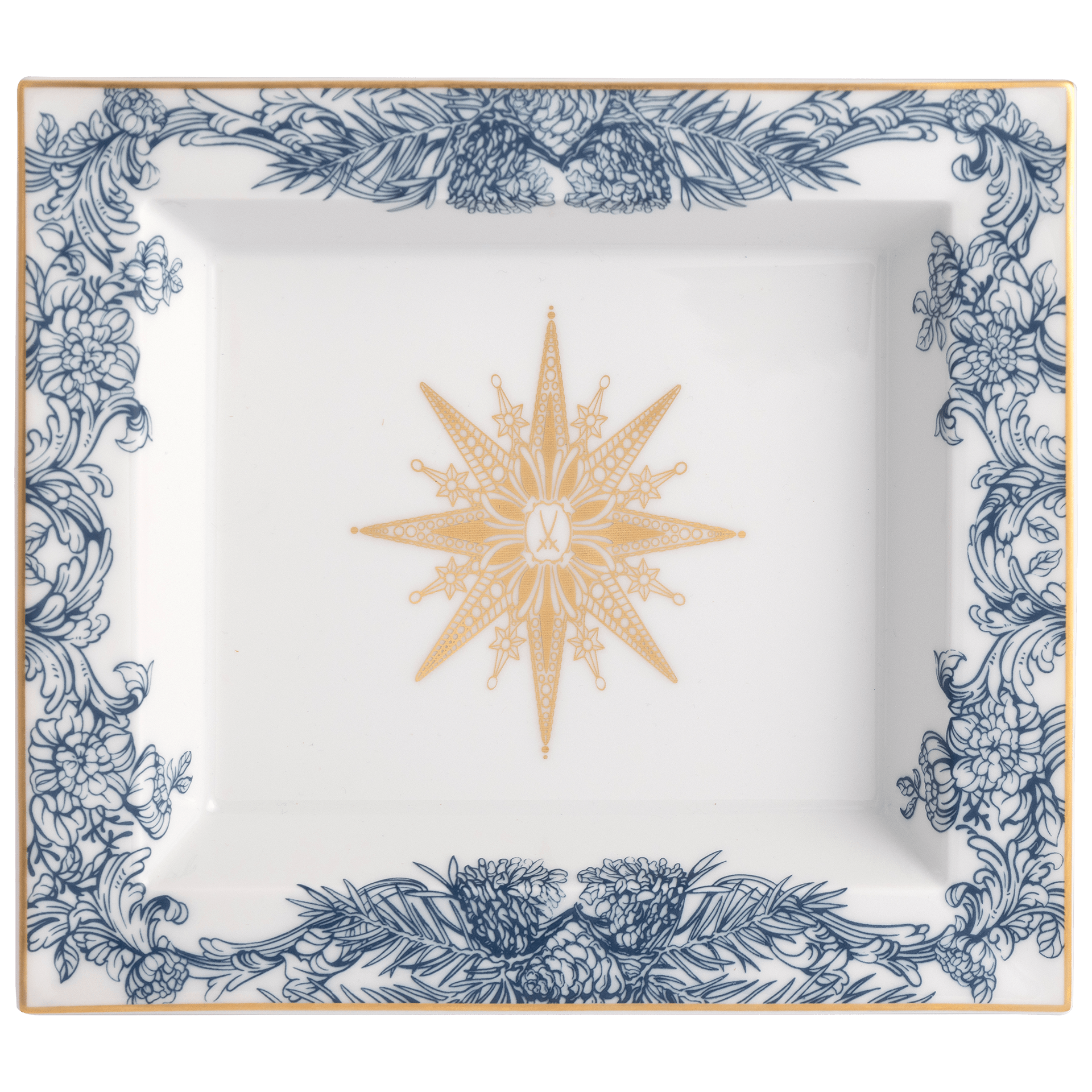 Schale, eckig, groß, "Meissen Christmas Star", blau, 21 x 18,5 cm | The Meissen Vide - Poche - Collection 79A940 - 53274 - Meissen Weimar