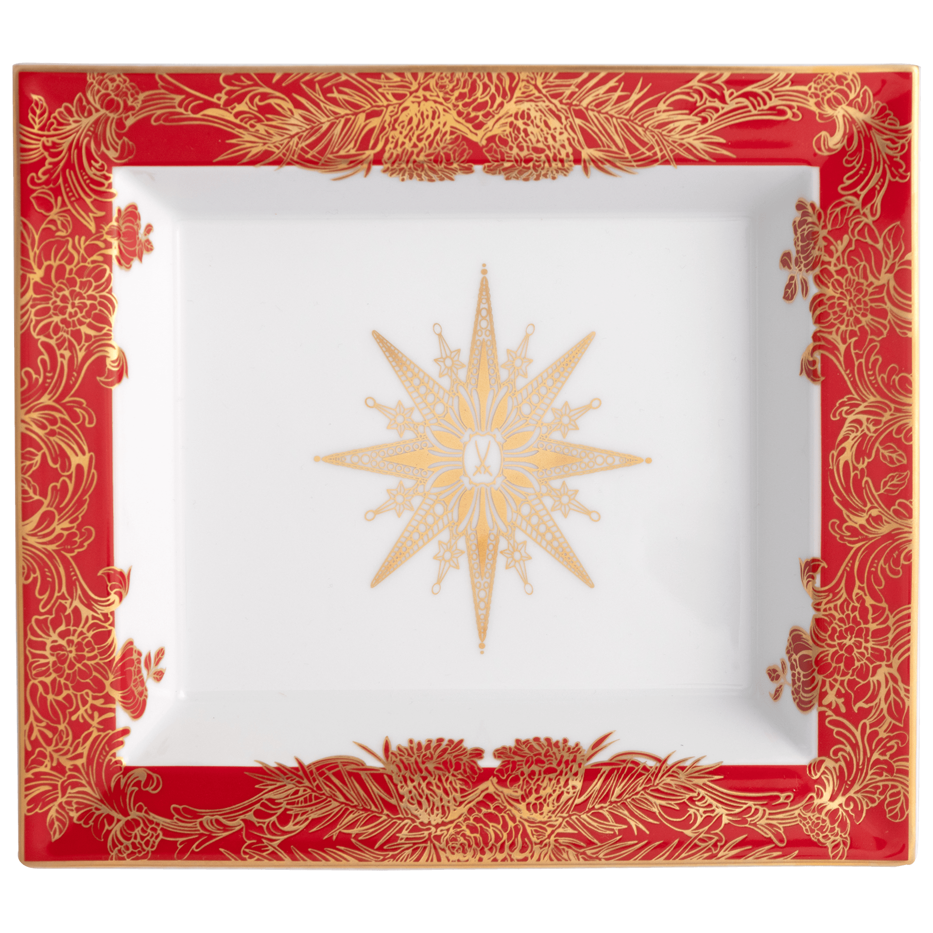 Schale eckig, groß, "Meissen Christmas Star", rot, 21 x 18,5 cm | The Meissen Vide - Poche - Collection 79A941 - 53274 - Meissen Weimar