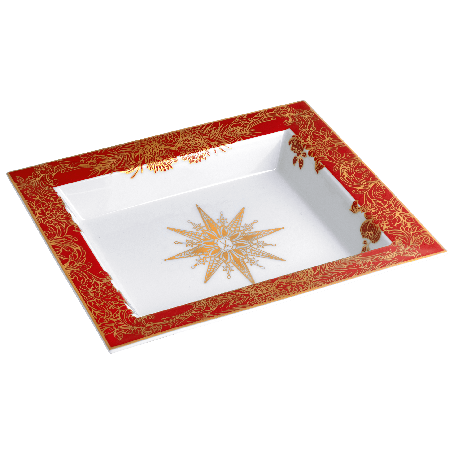 Schale eckig, groß, "Meissen Christmas Star", rot, 21 x 18,5 cm | The Meissen Vide - Poche - Collection 79A941 - 53274 - Meissen Weimar